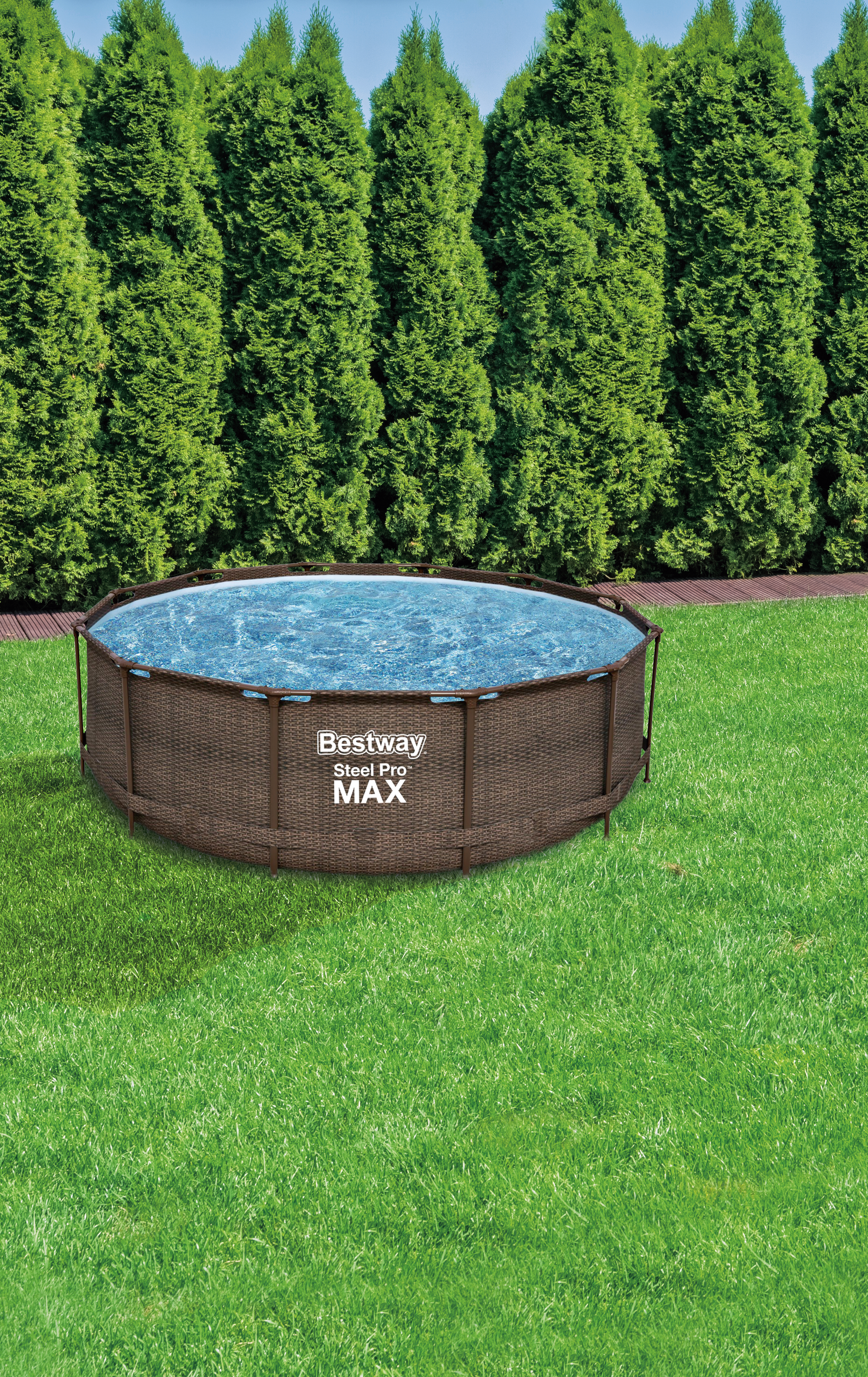 Piscina tubular de acero marrón redonda ø 3.66x1 m con depuradora de cartucho y escalera de seguridad BESTWAY - 2