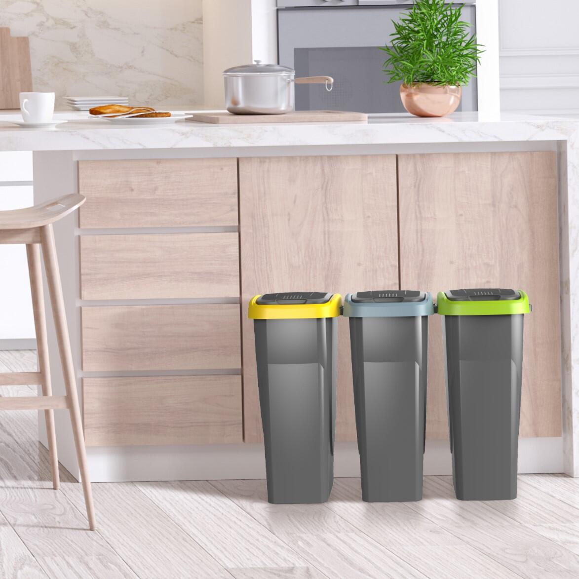 Pattumiera per raccolta differenziata Ecoswing Green Loop manuale grigio e giallo 15 L - 2