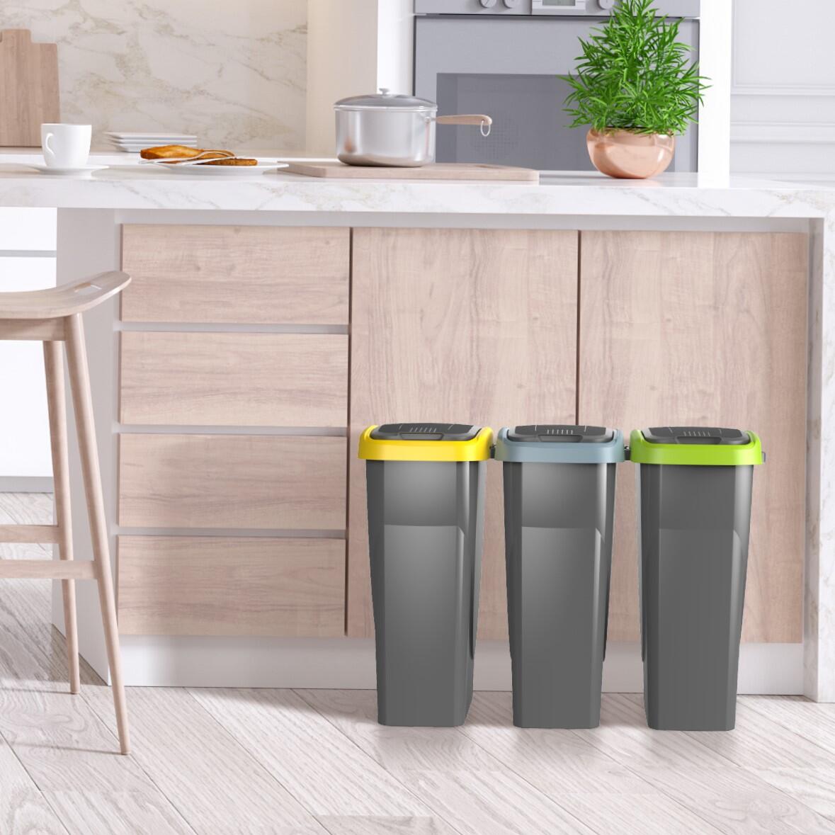 Pattumiera per raccolta differenziata Ecoswing Green Loop manuale grigio e azzurro 15 L - 2