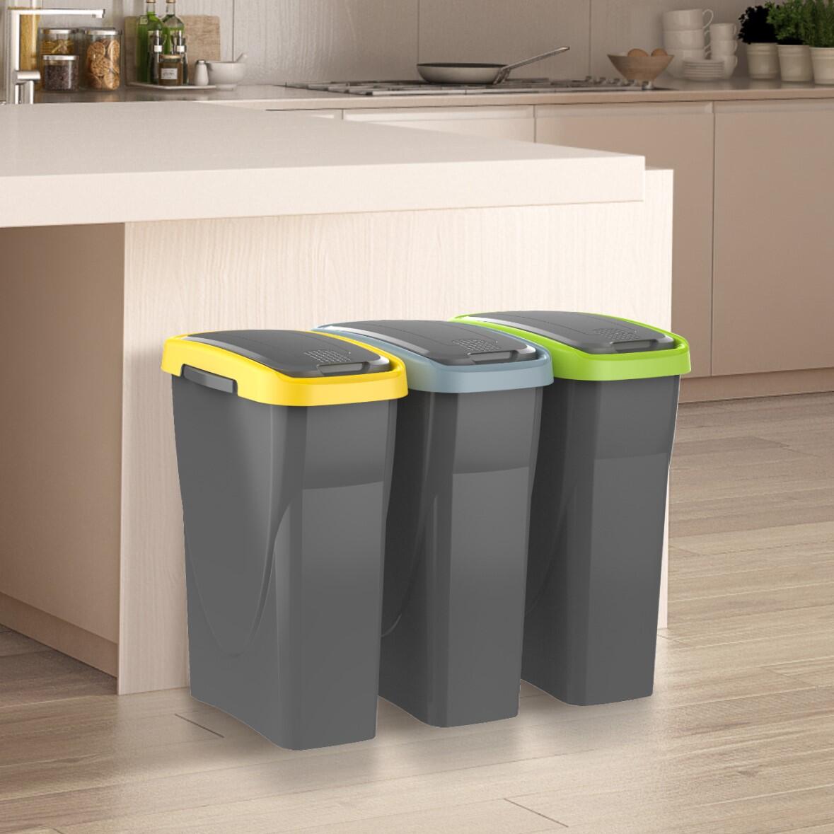 Pattumiera per raccolta differenziata Ecoswing Green Loop manuale grigio e verde 25 L - 2