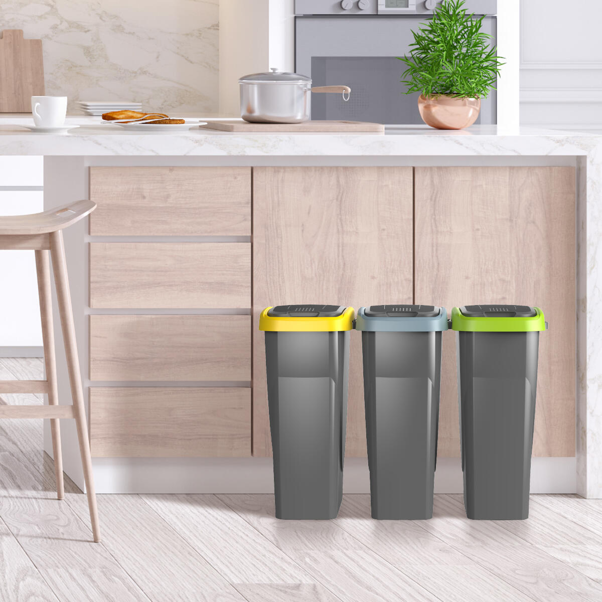 Pattumiera per raccolta differenziata Ecoswing Green Loop manuale grigio 15 L - 2