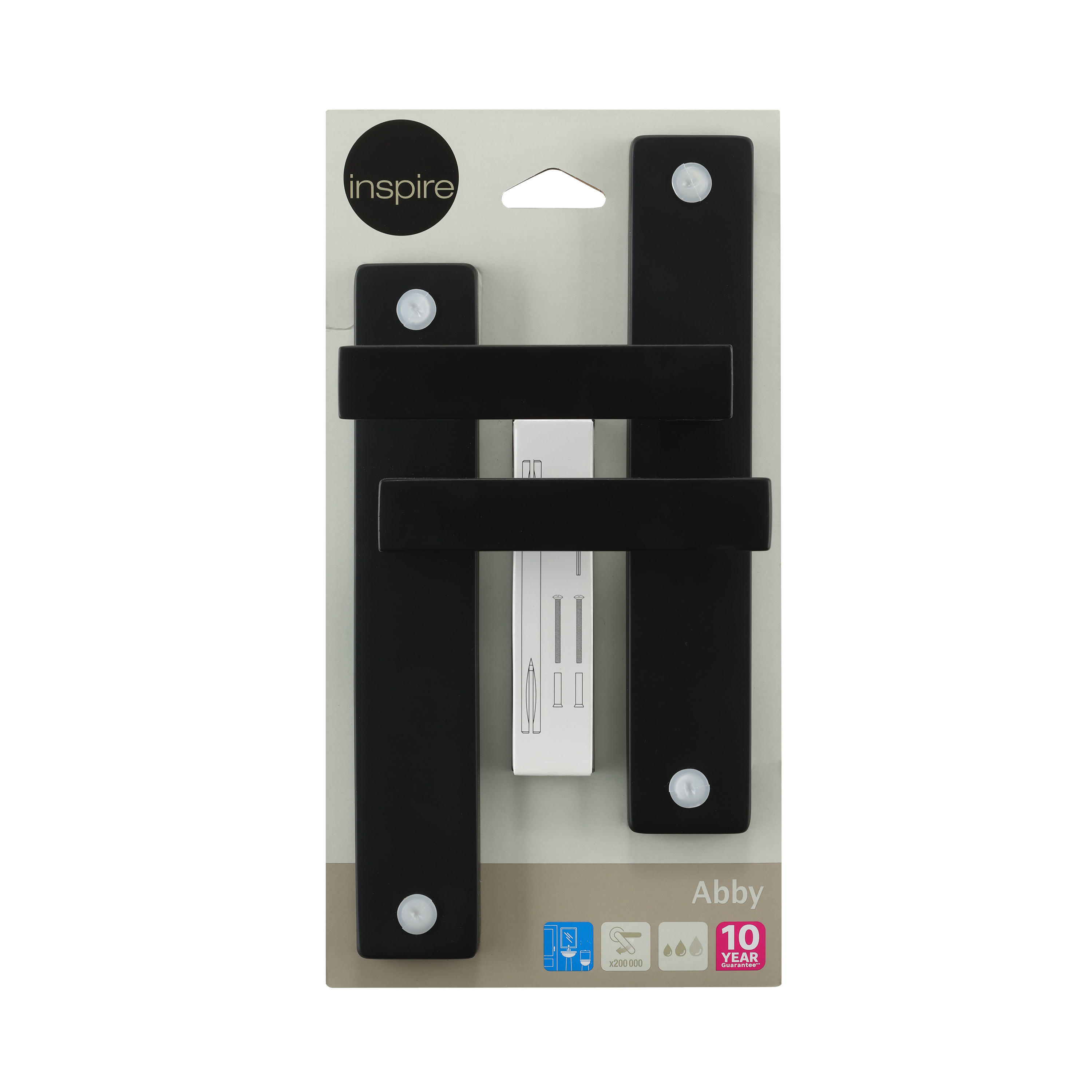 2 poignées sur plaque sans trou Abby aluminium noir mat, entraxe 195 mm - 6