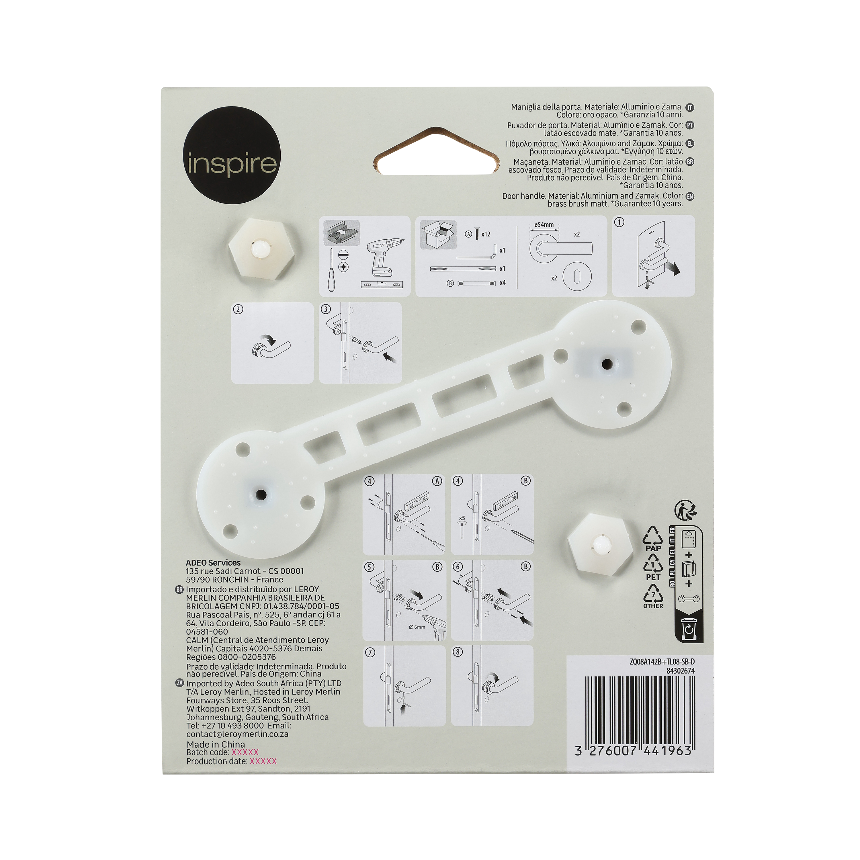 Puxador de porta roseta alumínio dourado escovado mate Inspire Birdie - 8