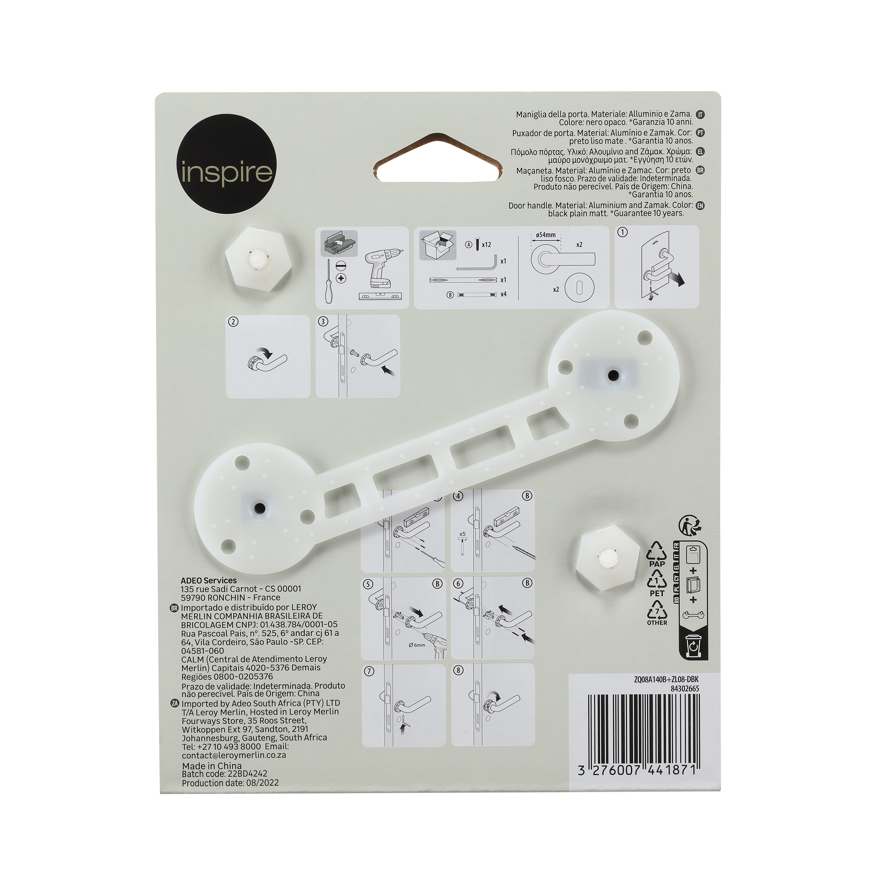 Puxador de porta roseta alumínio preto mate Inspire Axel - 9