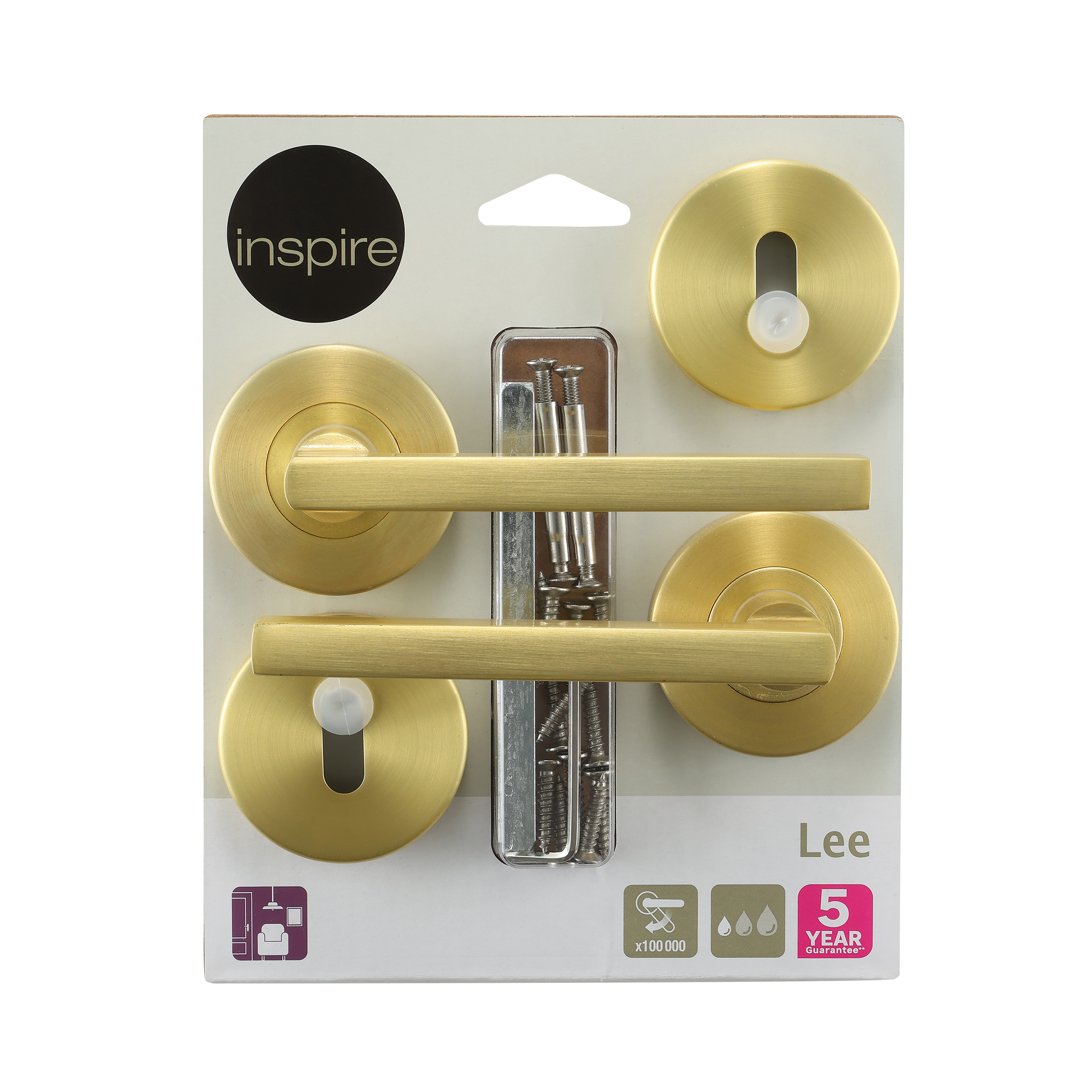 Puxador de porta roseta alumínio dourado escovado acetinado Inspire Lee - 8