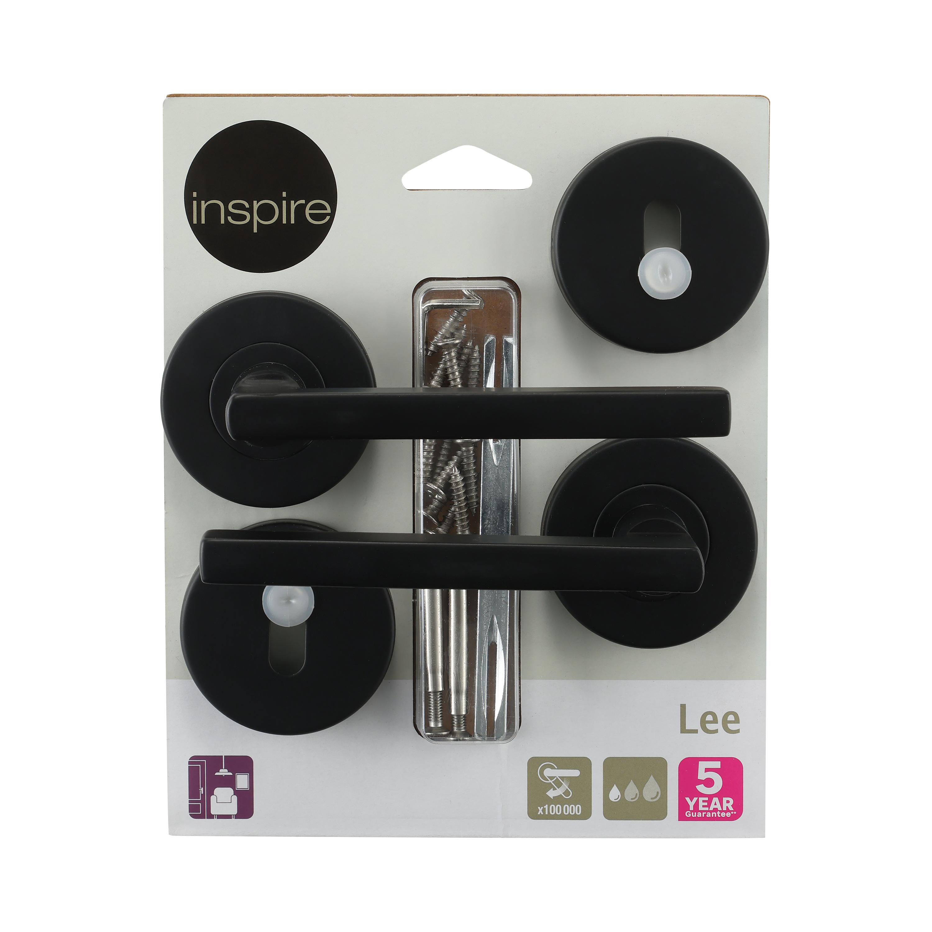 Puxador de porta roseta alumínio preto mate Inspire Lee - 7