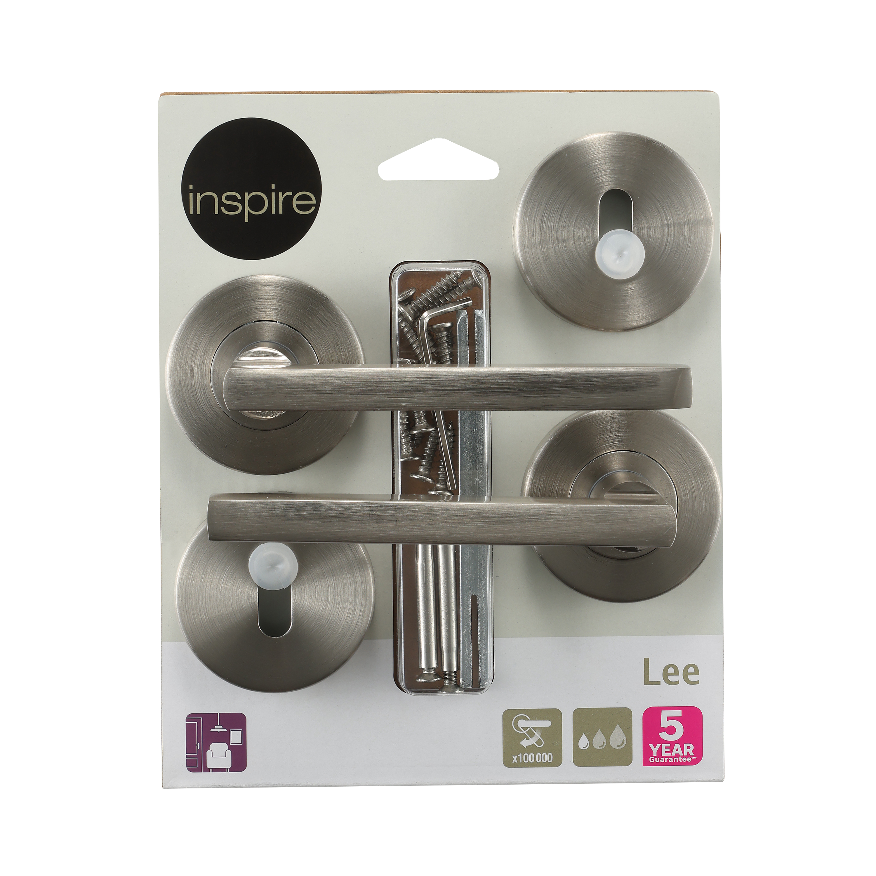 Puxador de porta roseta alumínio prateado escovado acetinado Inspire Lee - 8