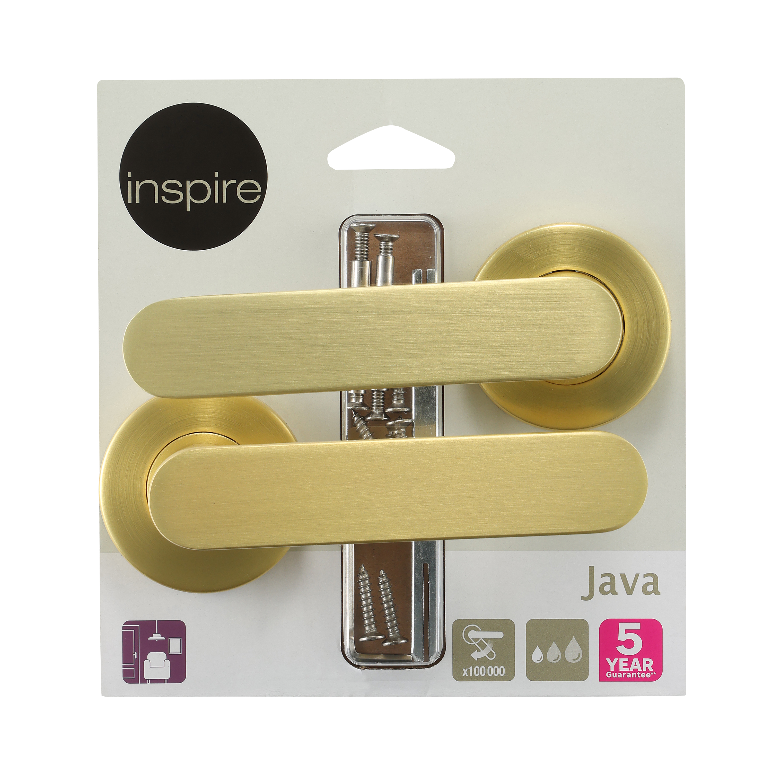 2 poignées sur rosace INSPIRE Java aluminium sans trou laiton brossé A3 - 10