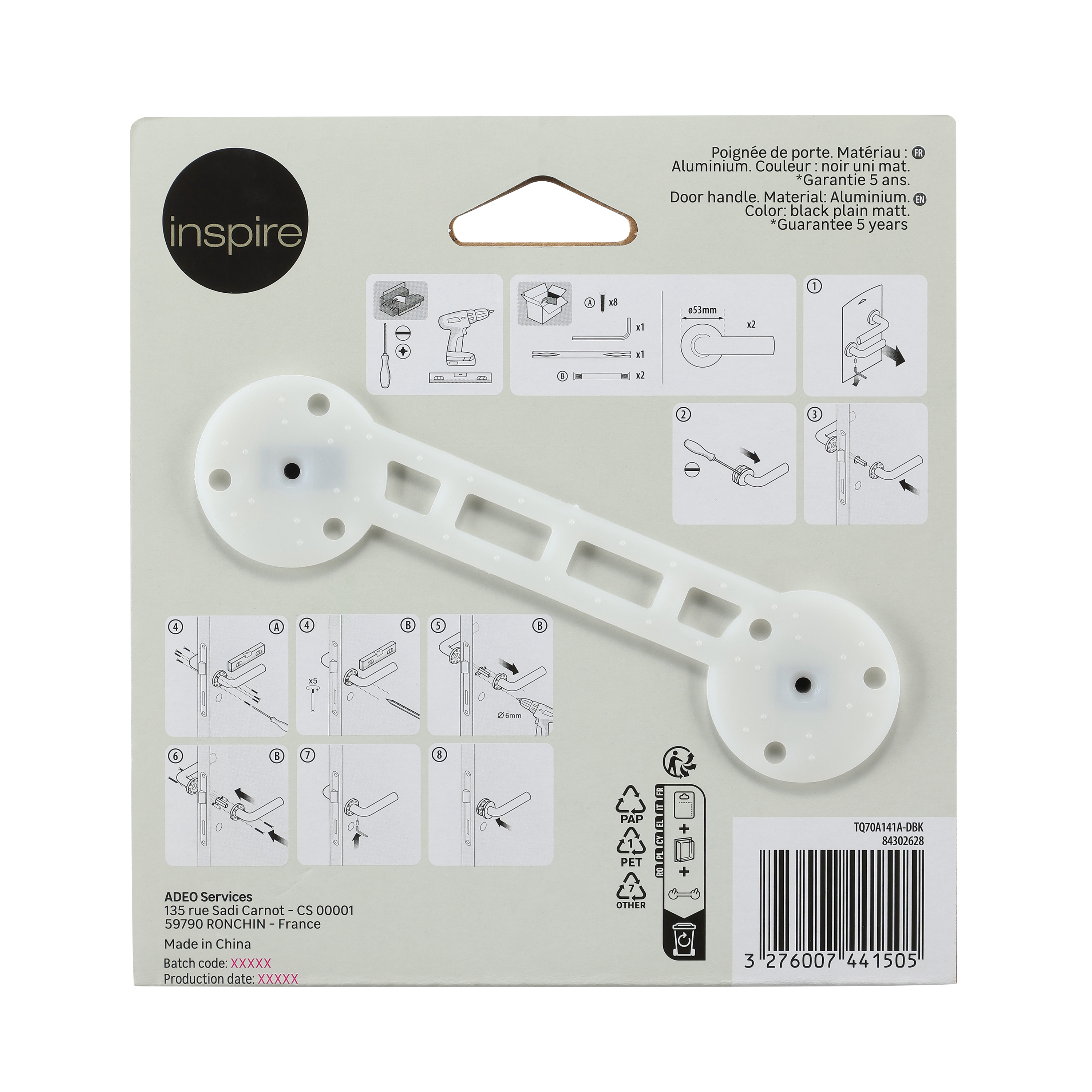 2 poignées sur rosace INSPIRE Java aluminium noir mat A1 - 7