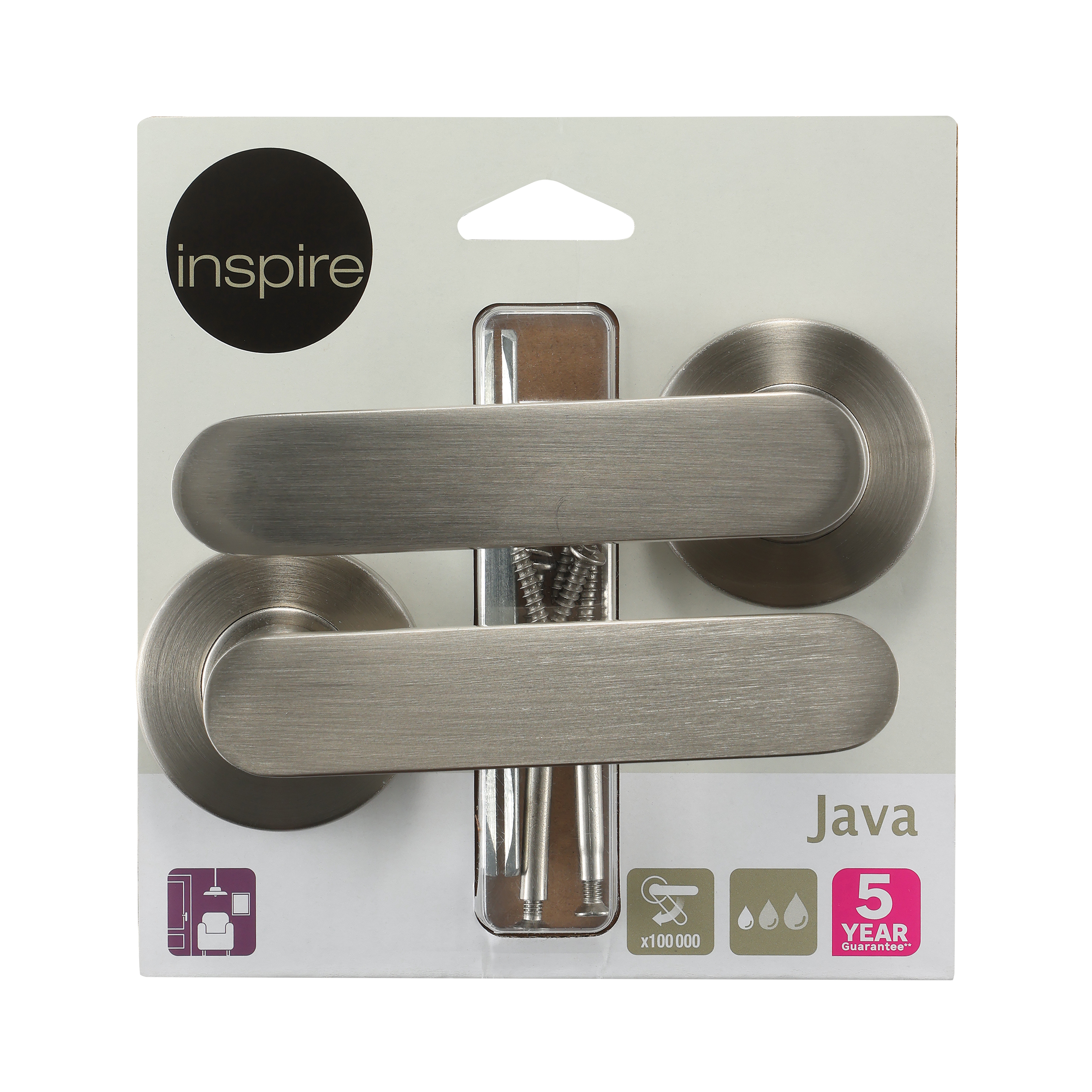 2 poignées sur rosace INSPIRE Java aluminium nickel brillant A2 - 9