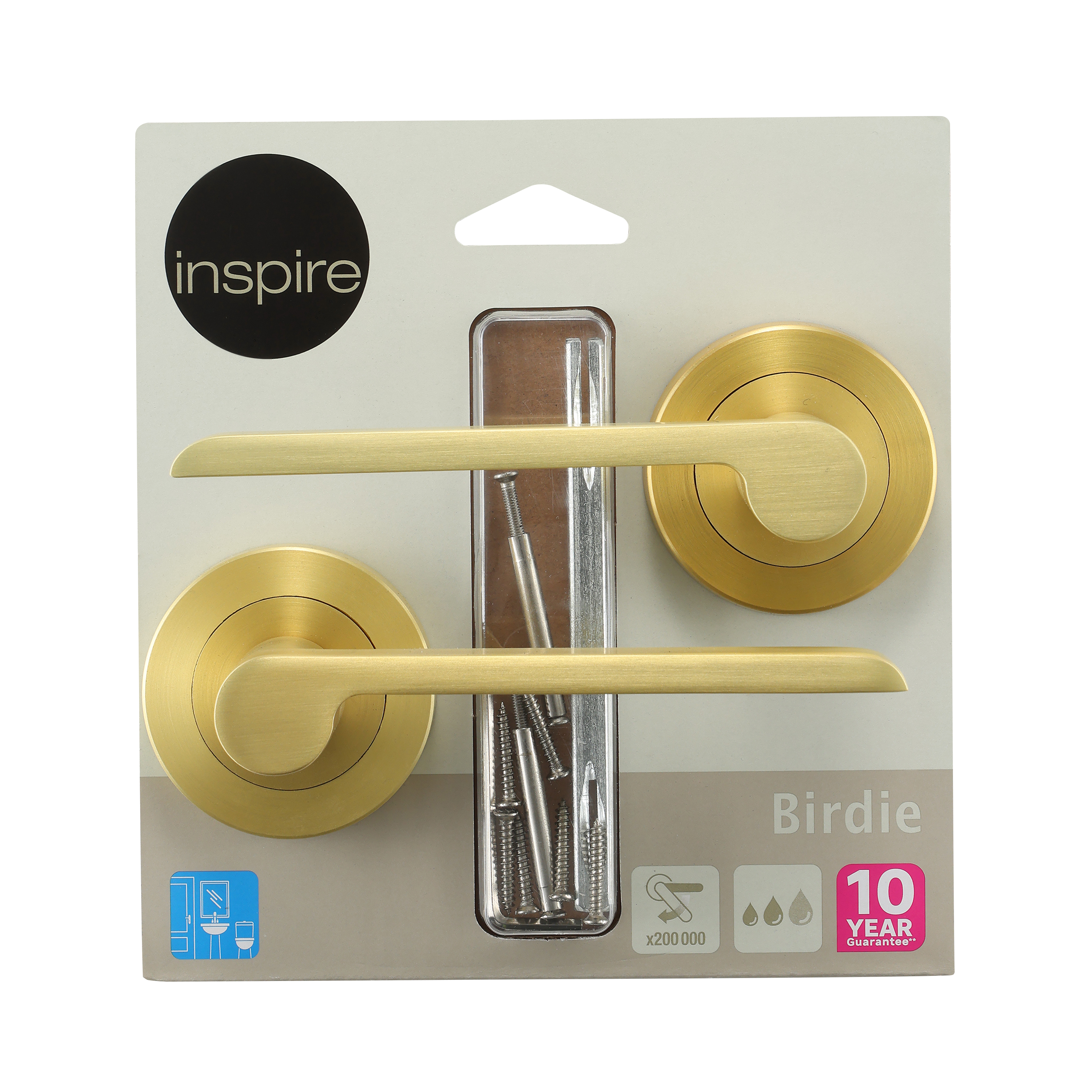 2 poignées sur rosace INSPIRE Birdie laiton brossé A3 - 10