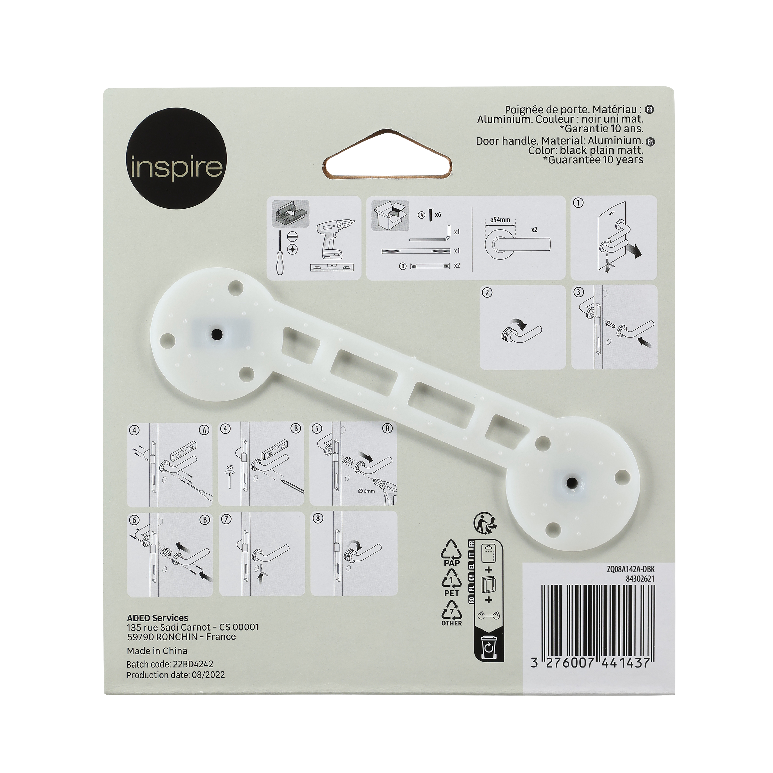 2 poignées sur rosace INSPIRE Birdie noir mat A1 - 10