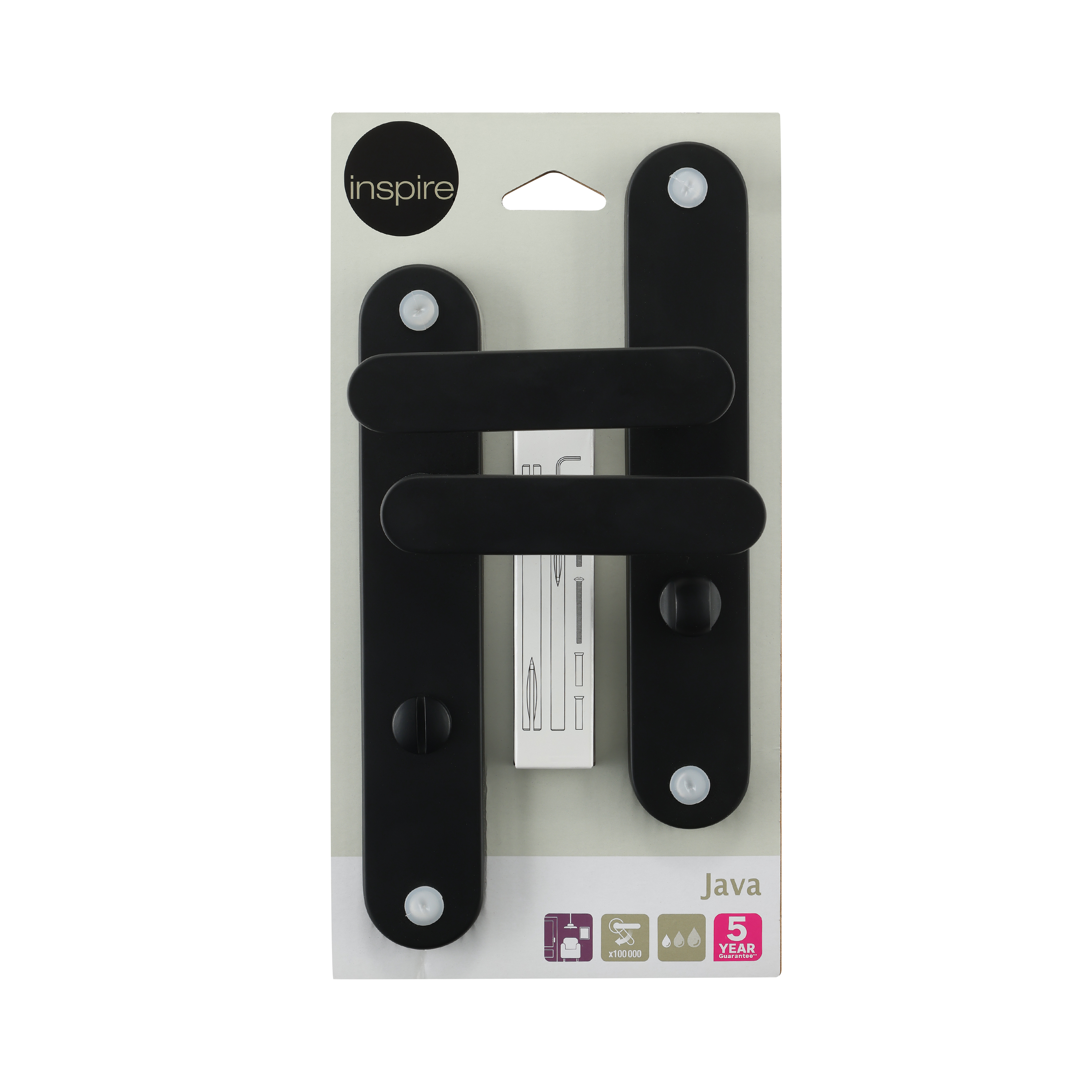 2 poignées sur plaque condamnation Java aluminium noir mat, entraxe 195 mm - 5