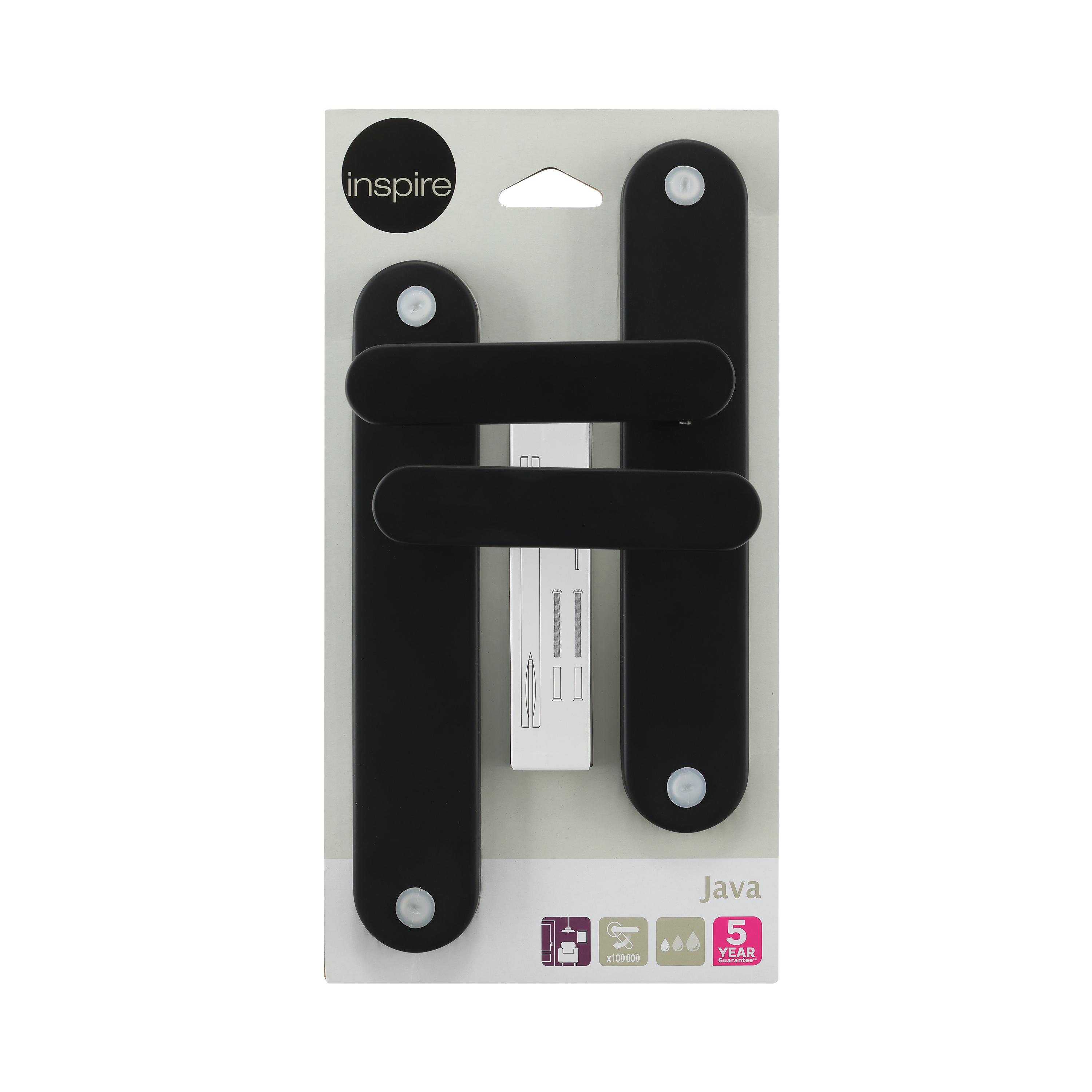 2 poignées sur plaque sans trou Java aluminium noir mat, entraxe 195 mm - 5