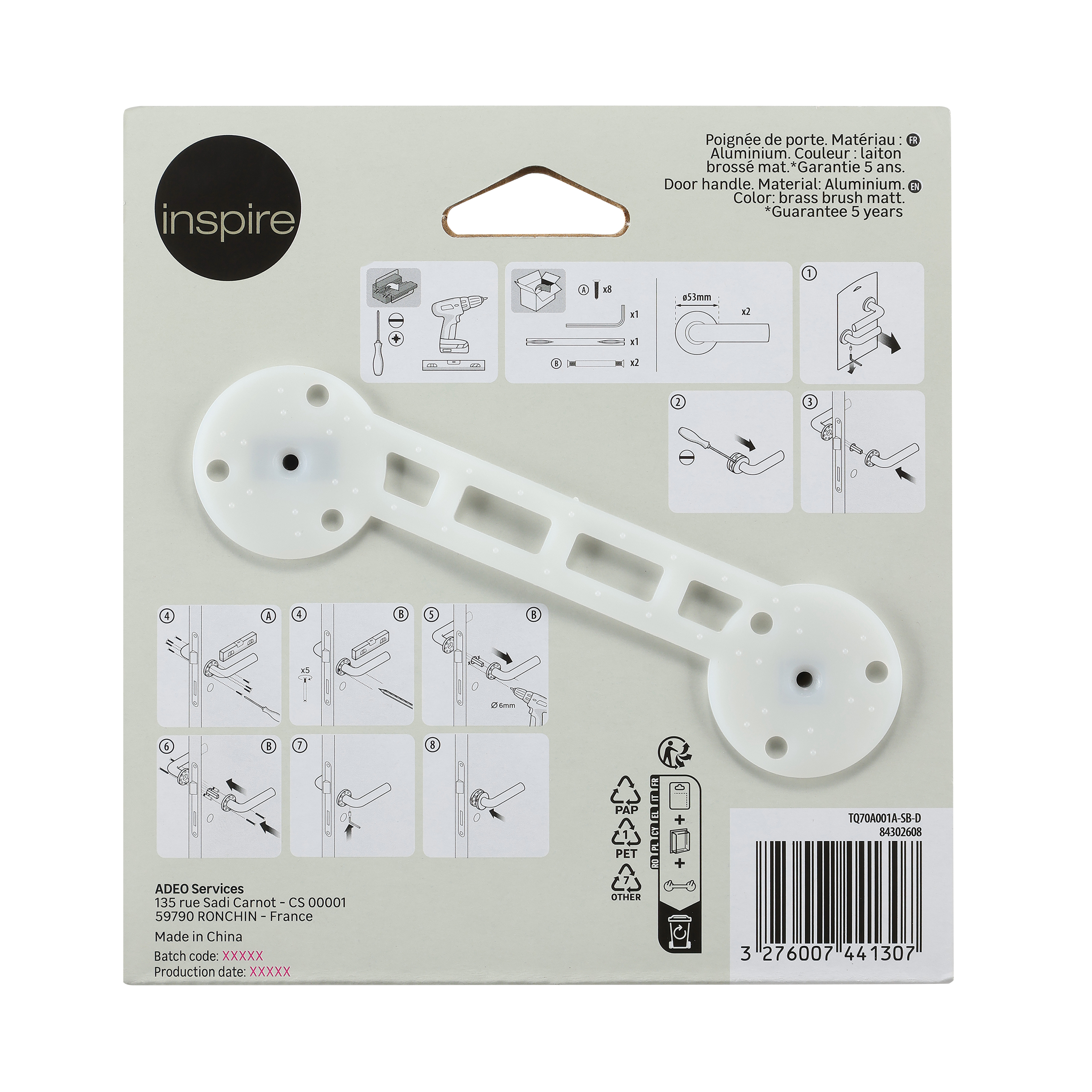 2 poignées sur rosace INSPIRE Lee aluminium laiton brossé A3 - 12