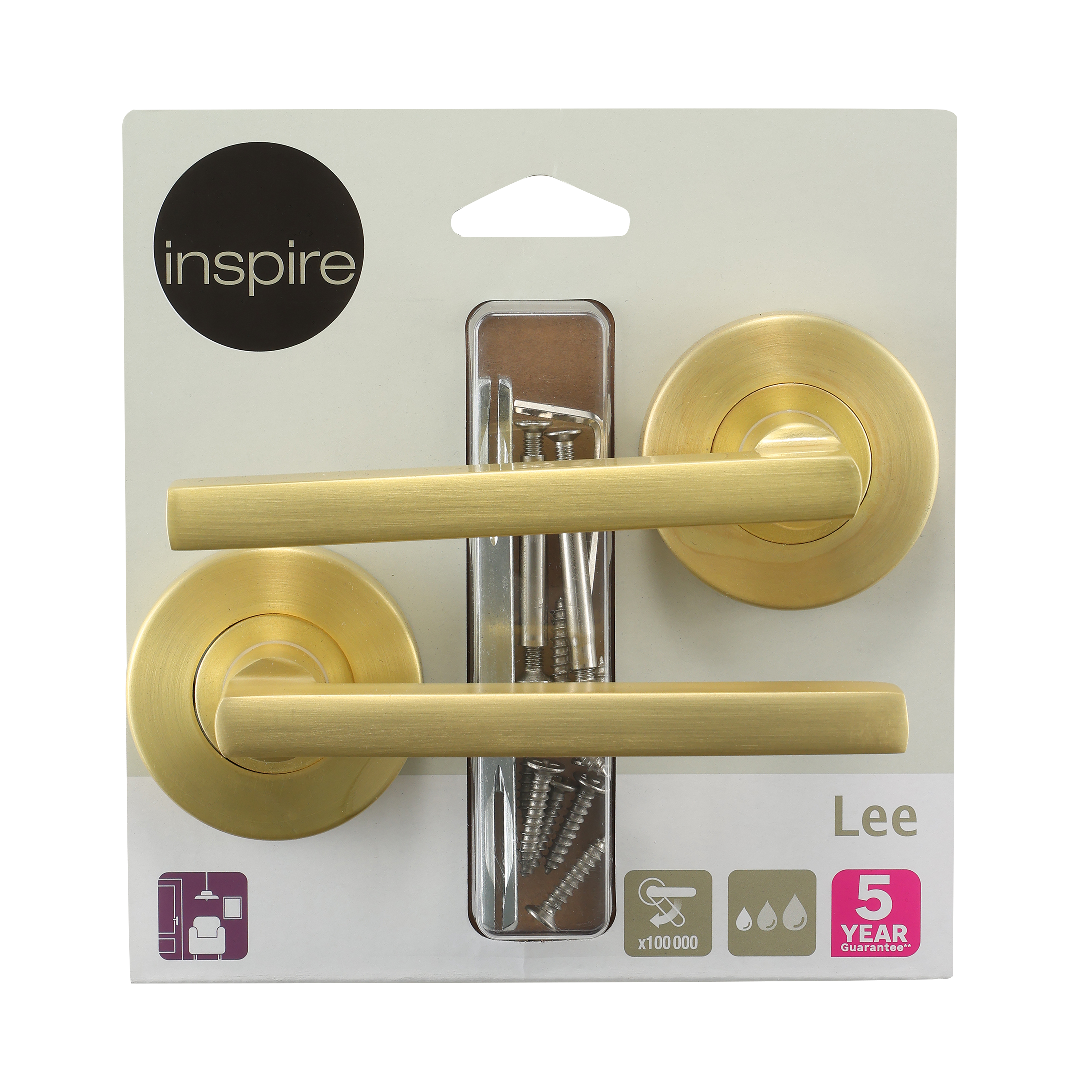 2 poignées sur rosace INSPIRE Lee aluminium laiton brossé A3 - 11