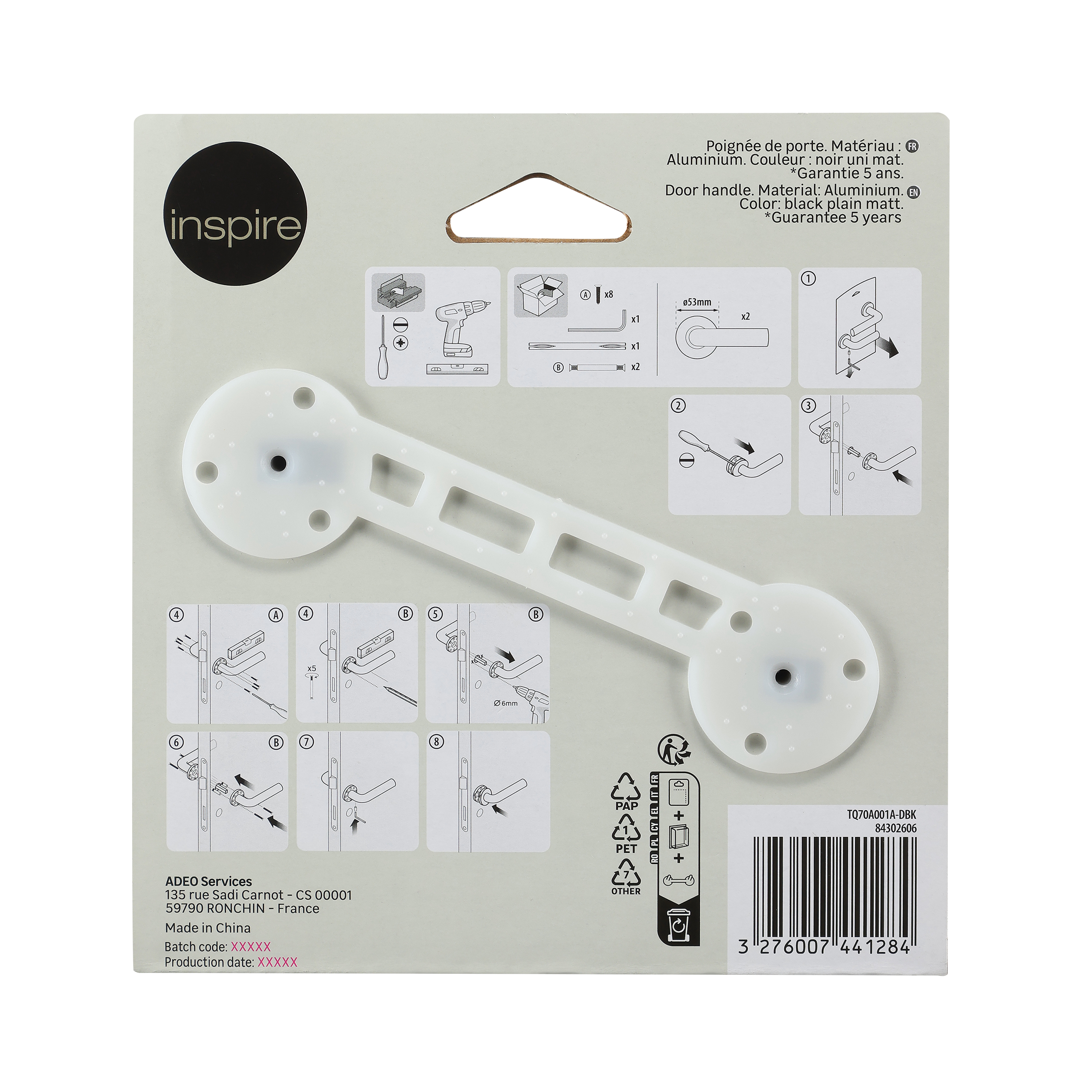 2 poignées sur rosace INSPIRE Lee aluminium noir mat A1 - 10