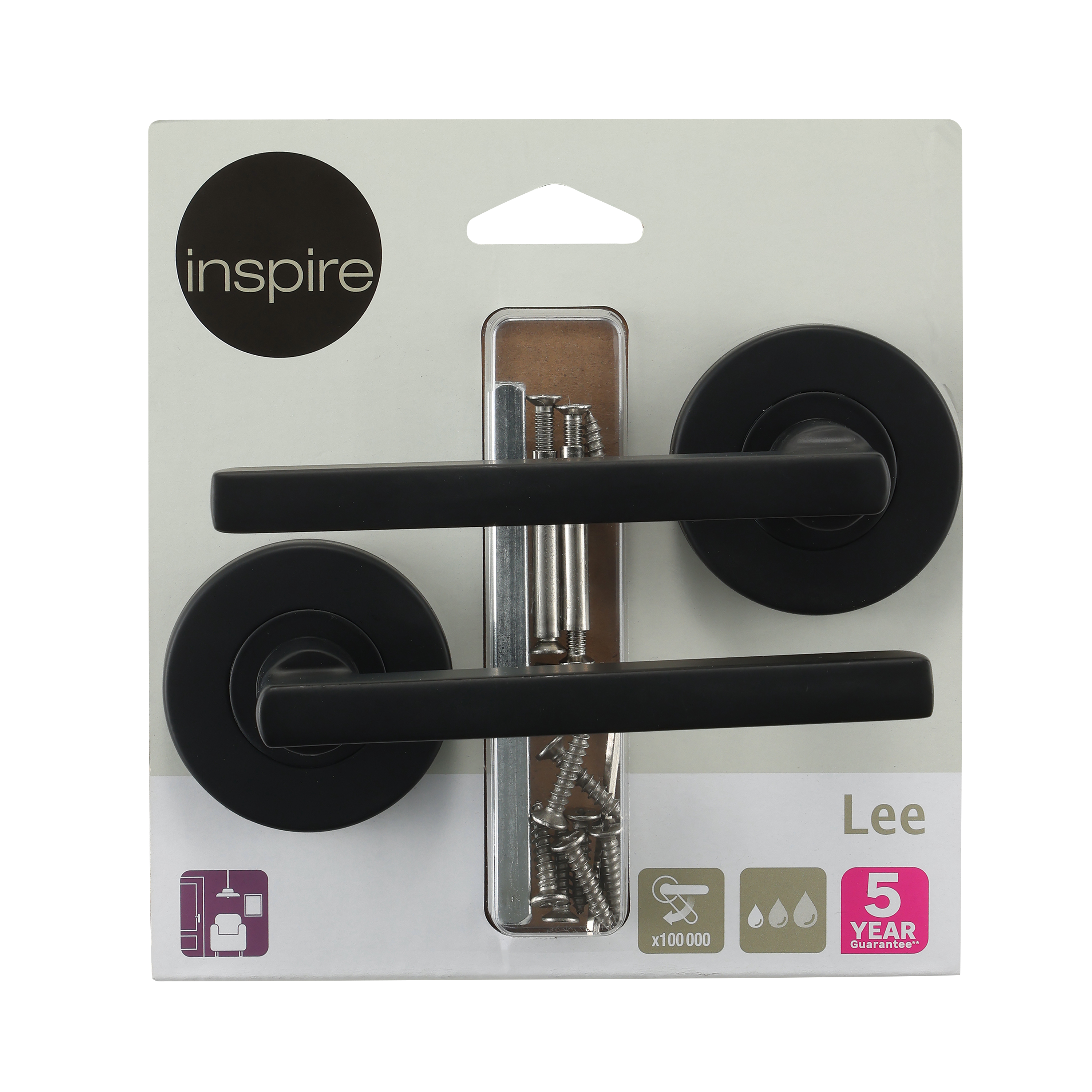 2 poignées sur rosace INSPIRE Lee aluminium noir mat A1 - 9