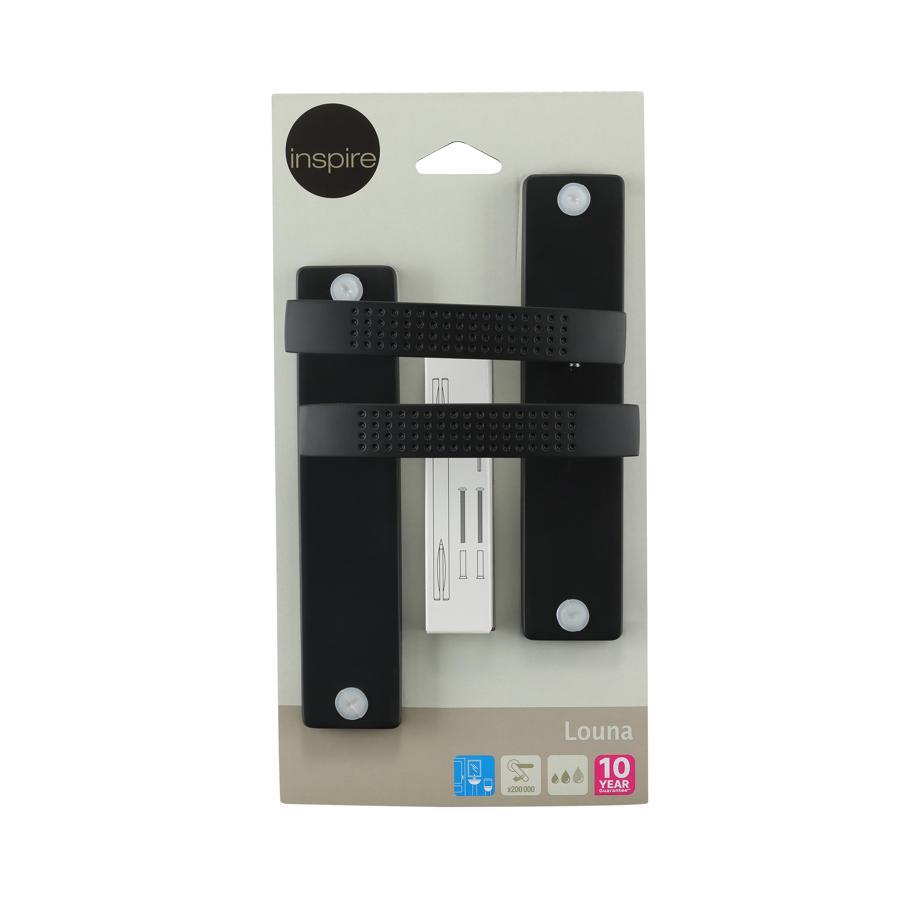 2 poignées sur plaque sans trou Louna aluminium noir mat, entraxe 165 mm - 5