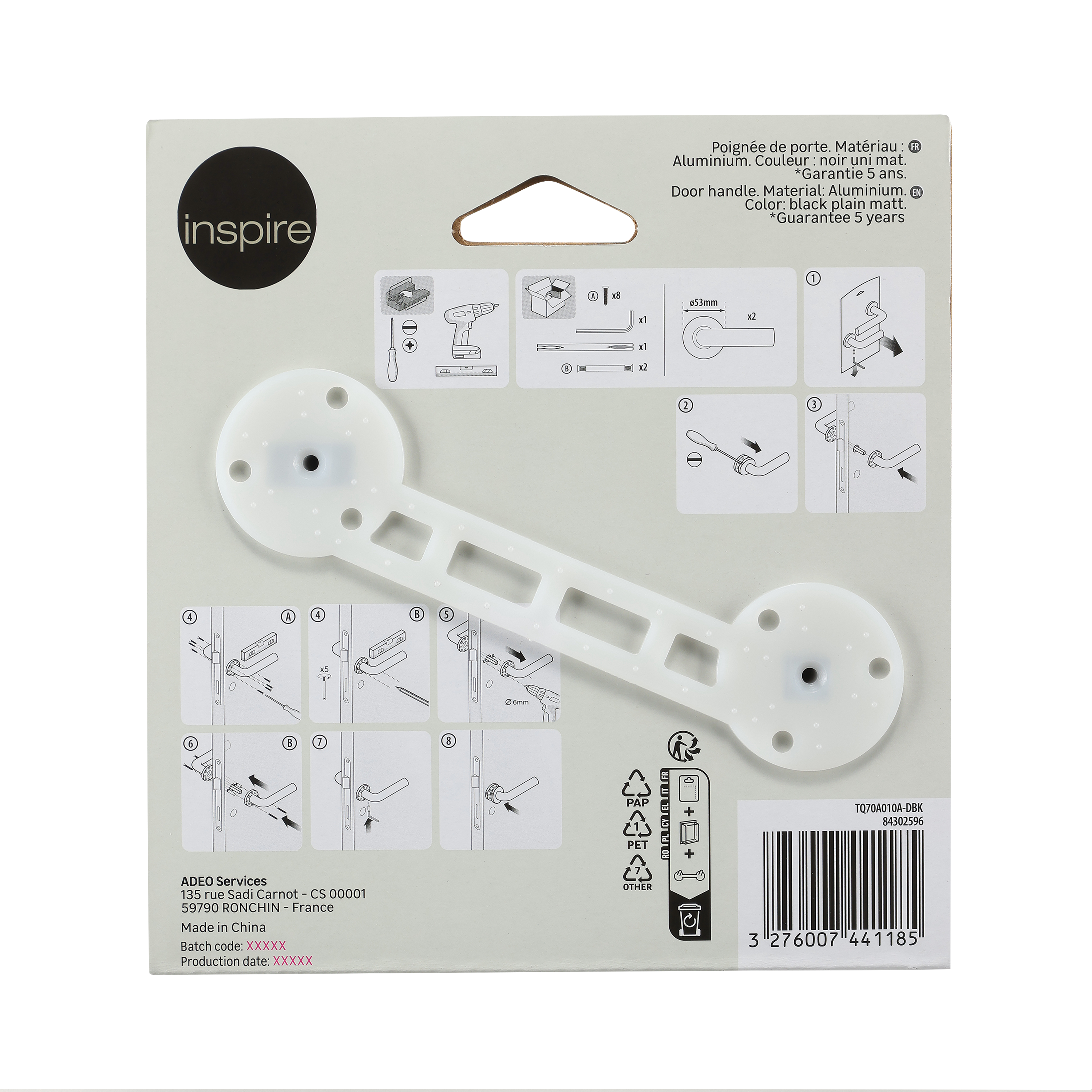2 poignées sur rosace INSPIRE Arosa aluminium sans trou noir mat A1 - 7