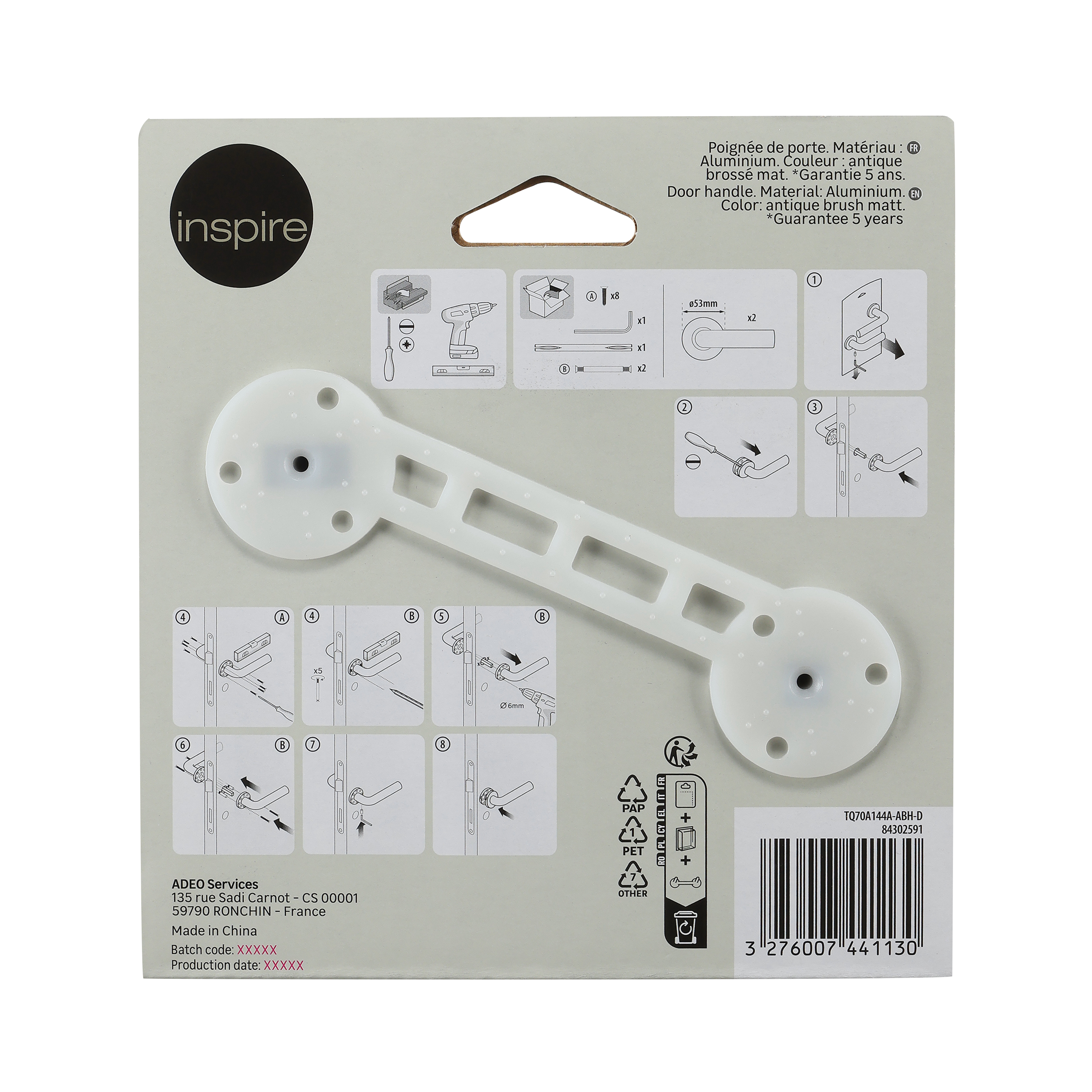 2 poignées sur rosace INSPIRE Agathe aluminium antique laiton F3 - 11