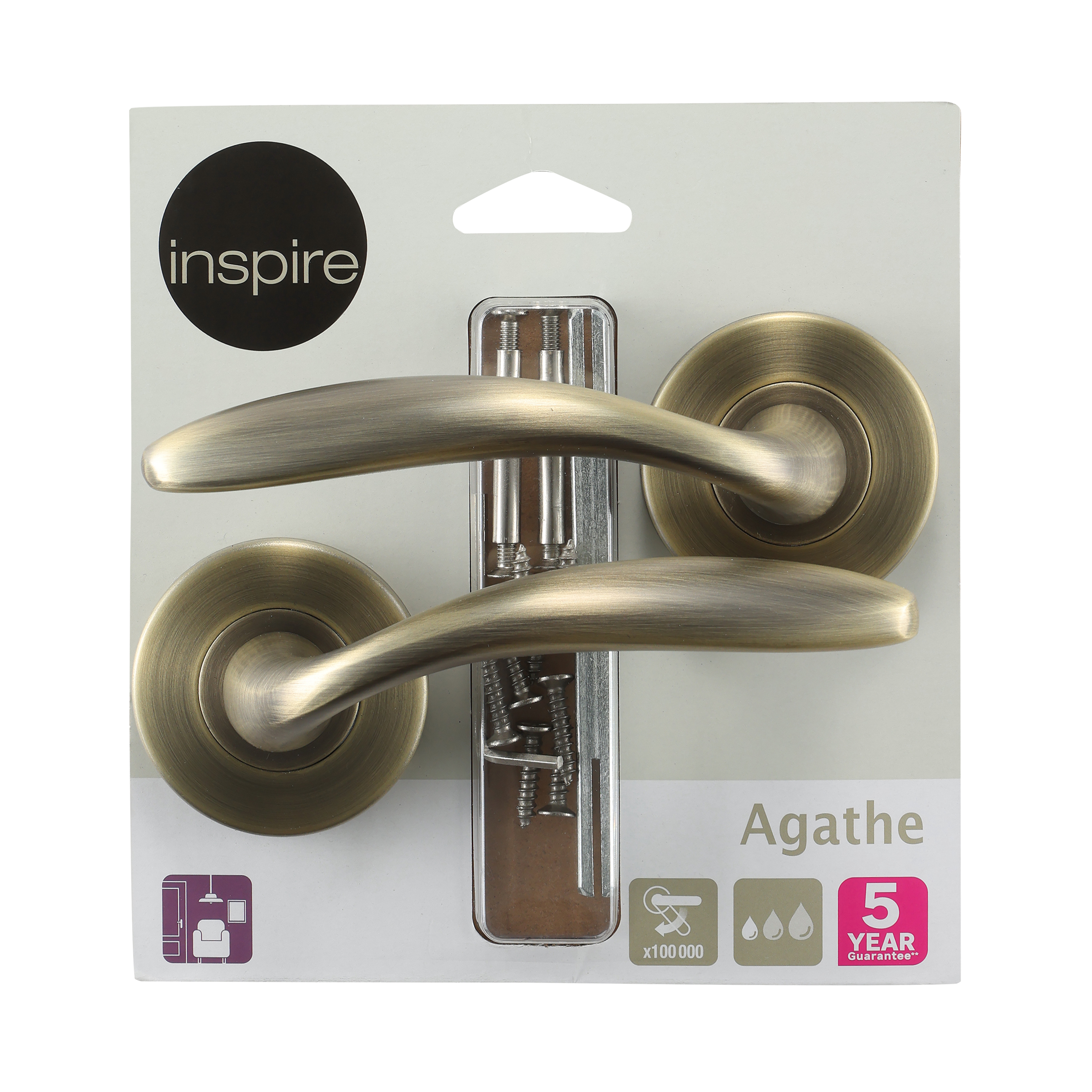 2 poignées sur rosace INSPIRE Agathe aluminium antique laiton F3 - 10