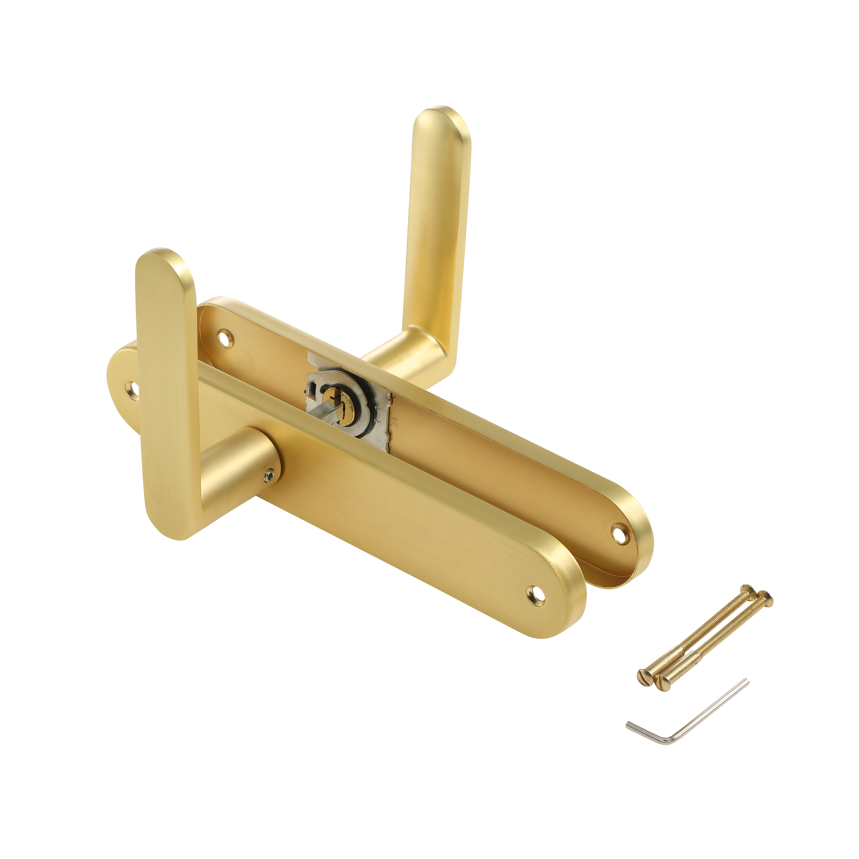 2 poignées sur plaque sans trou Java aluminium laiton mat, entraxe 195 mm - 4