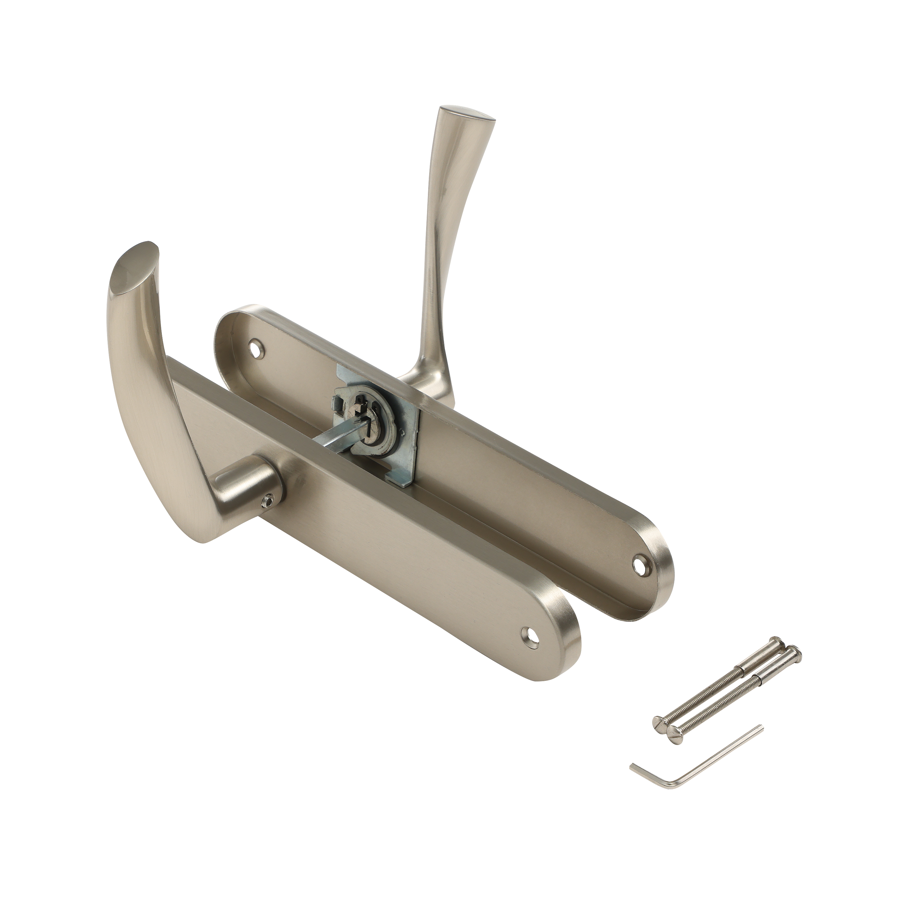 2 poignées sur plaque sans trou Arosa aluminium nickel brillant, entraxe 195 mm - 3