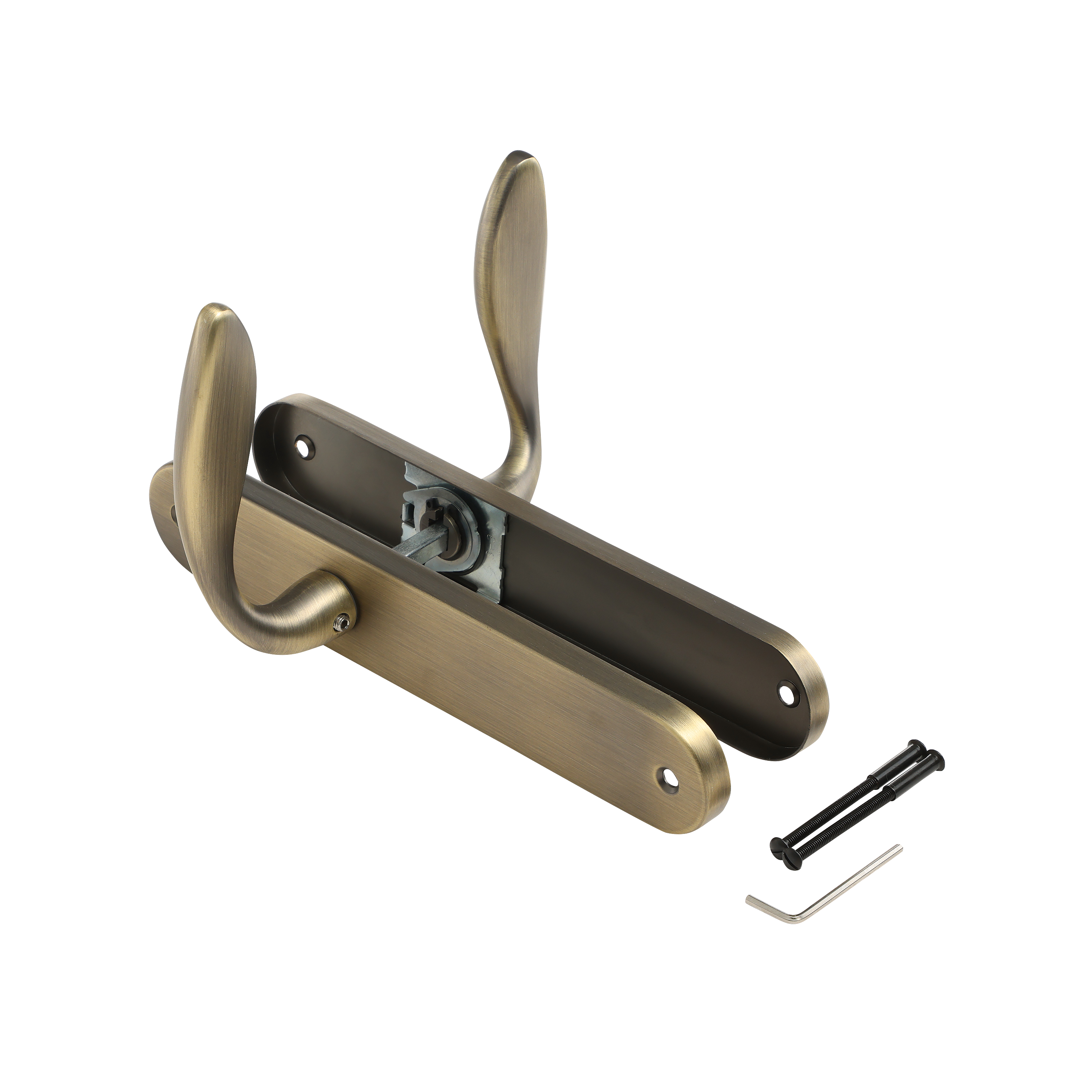 2 poignées sur plaque sans trou Agathe aluminium laiton mat, entraxe 195 mm - 4