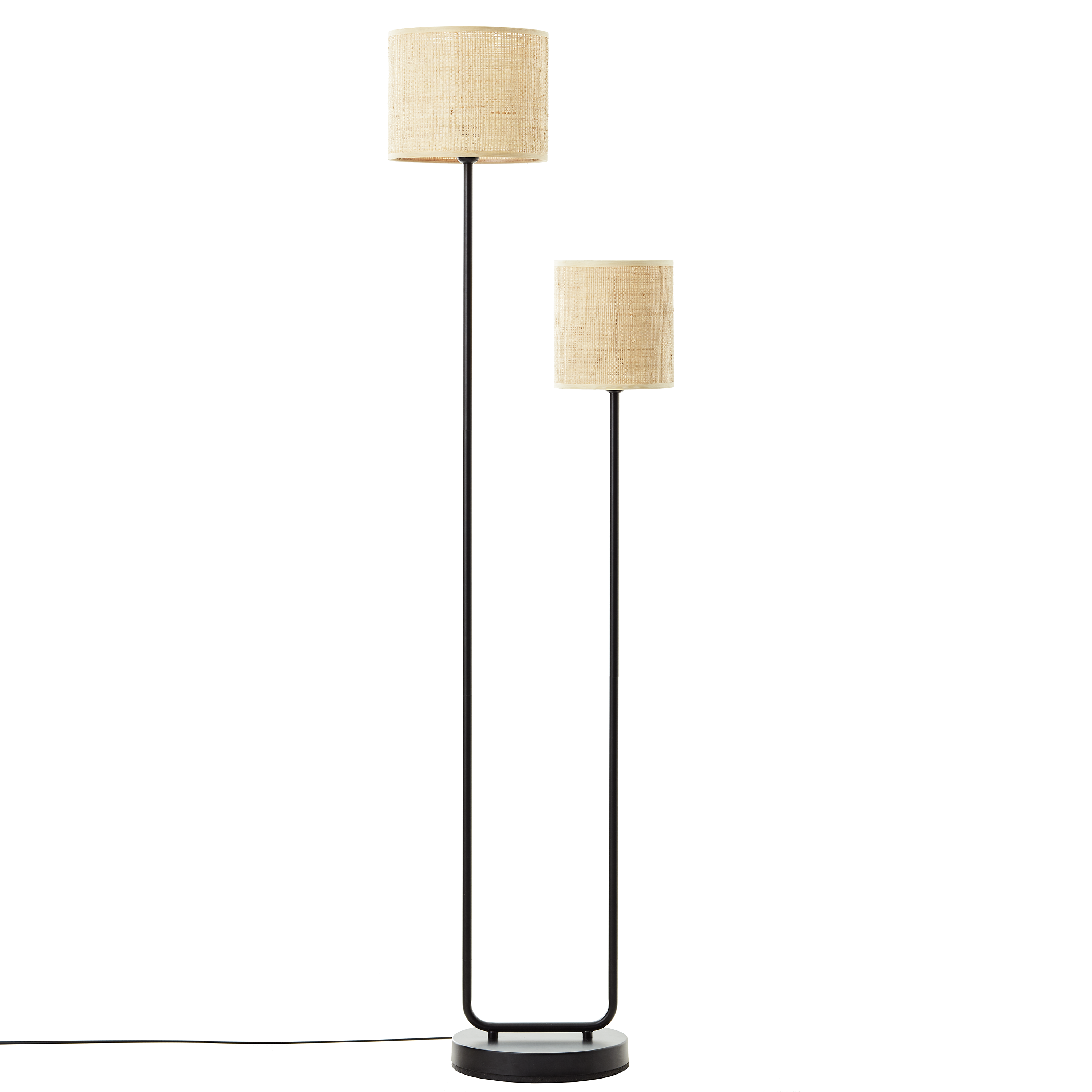 Lampa podłogowa Carvi czarny raffia 2 x E27 Inspire