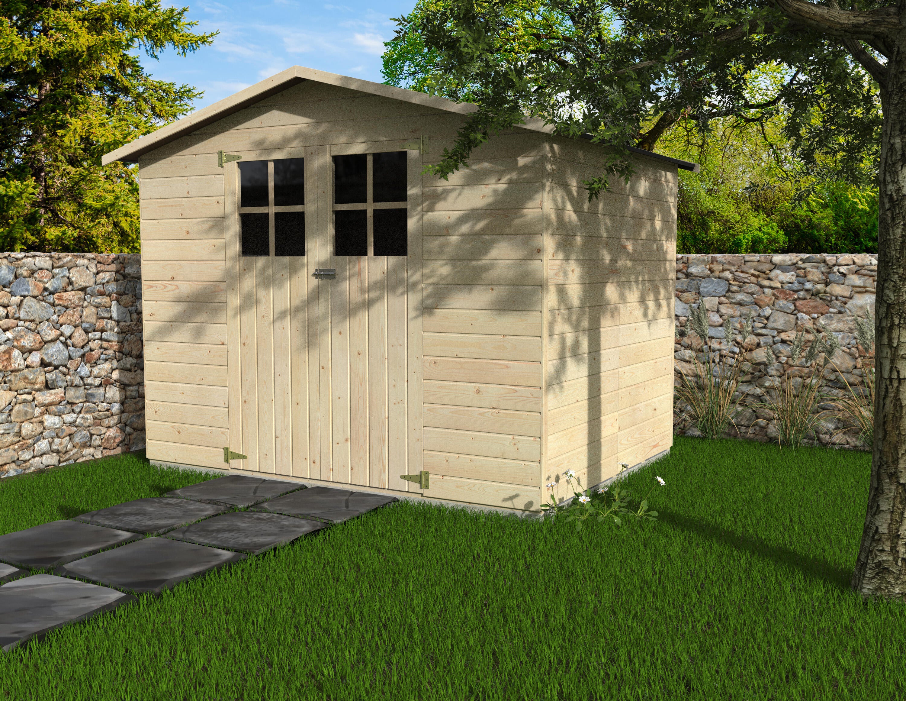 Caseta de madera LODUM de 262x200x202 cm y 4.41 m2 con 12 mm espesor y doble puerta abatible DECOR ET JARDIN - 4