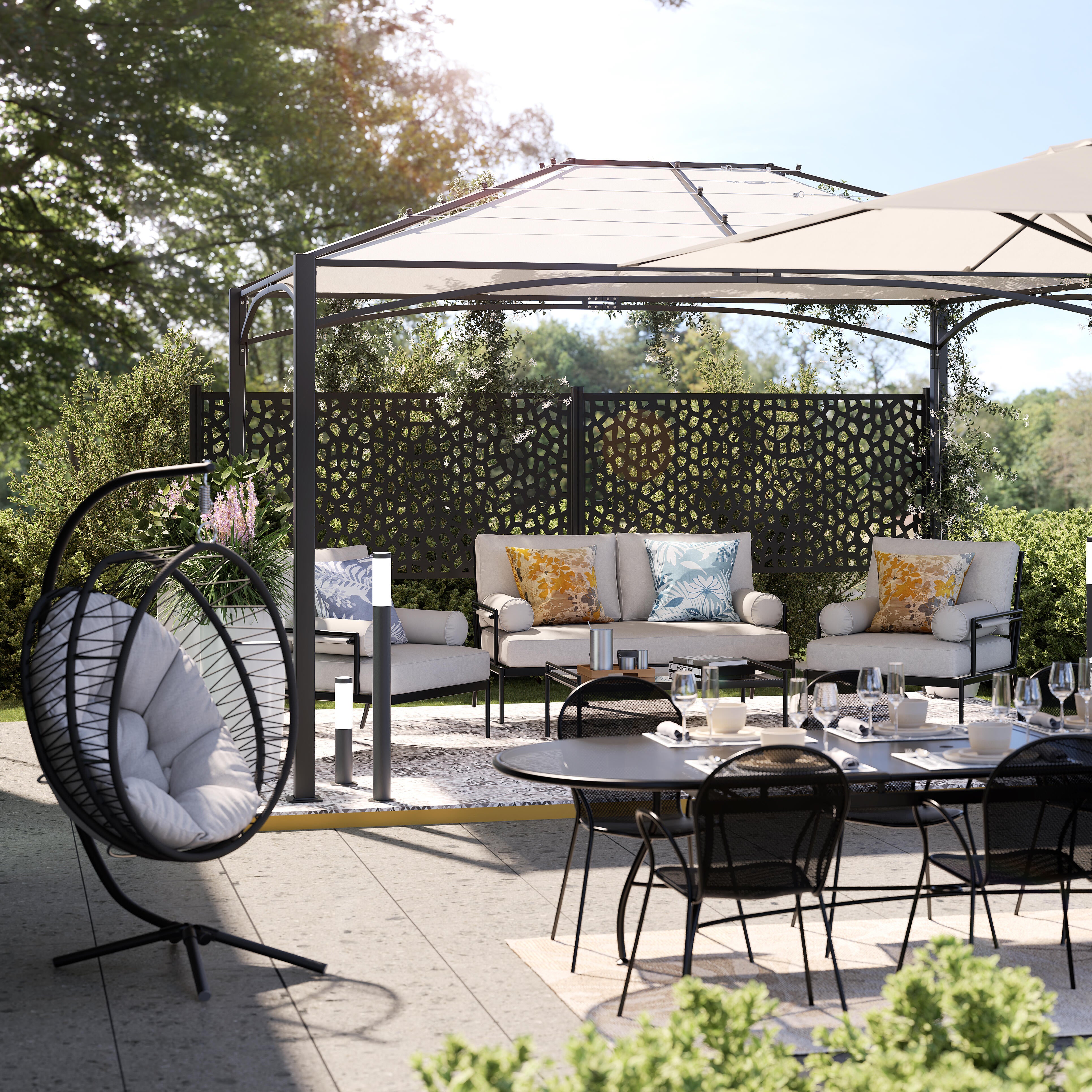 Pannello di recinzione in PVC grigio MOSAIC L 100 x H 200 cm, spessore 5 mm - 6