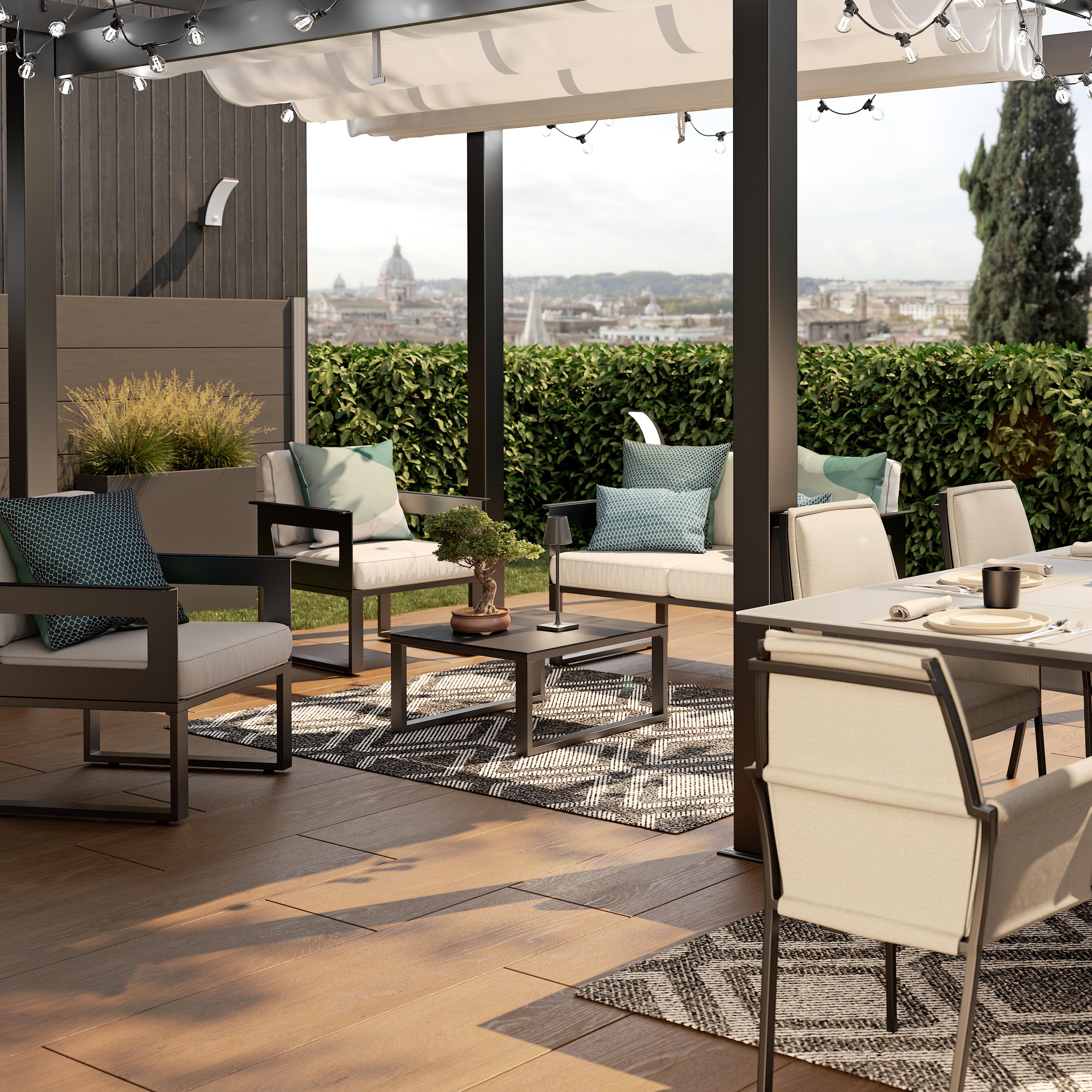 Salotto da giardino per 7 persone antracite Odyssea NATERIAL con cuscini in poliestere grigio - 3