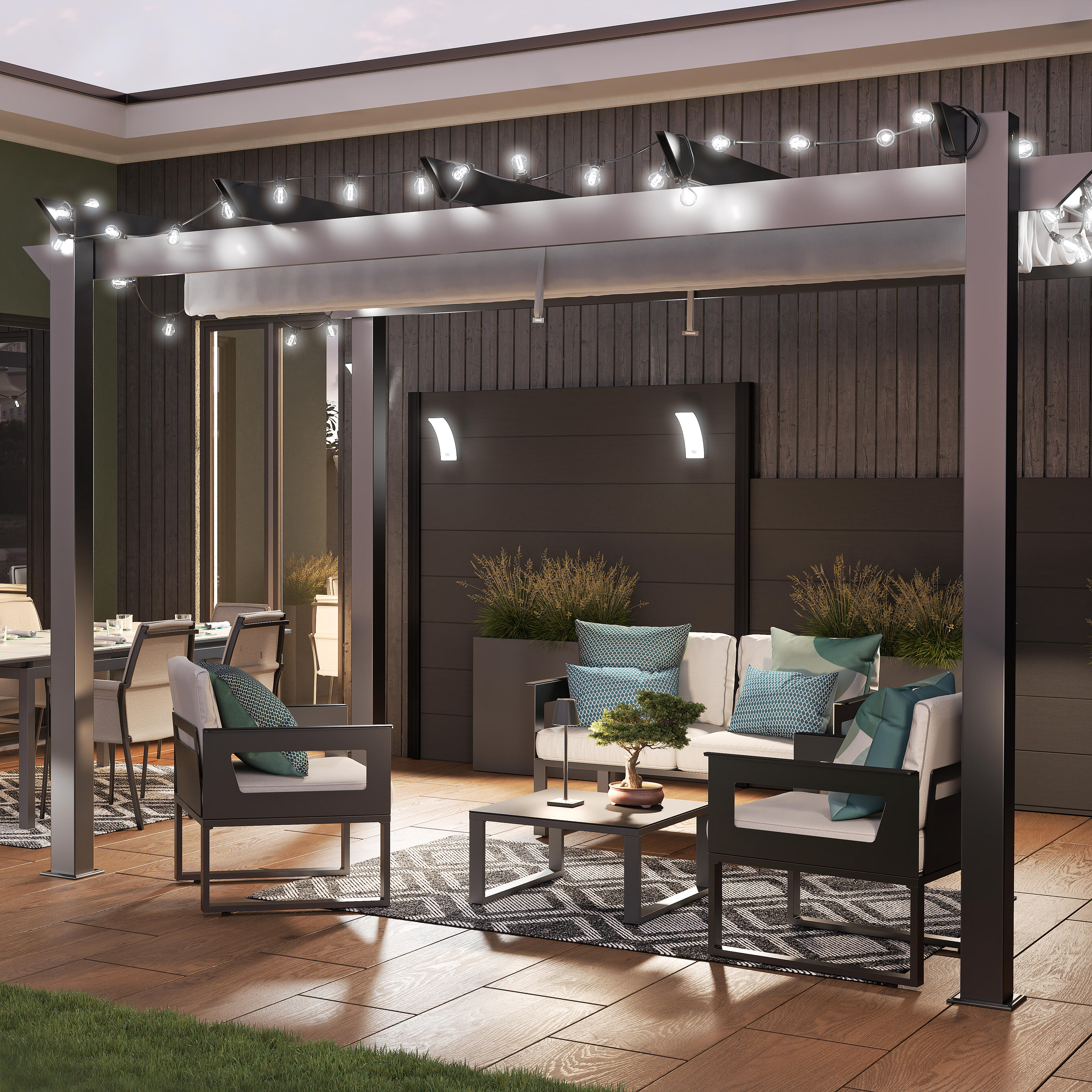 Candeeiro de parede exterior led Lakko com sensor IP44 1500lm cinzento escuro Inspire - 5