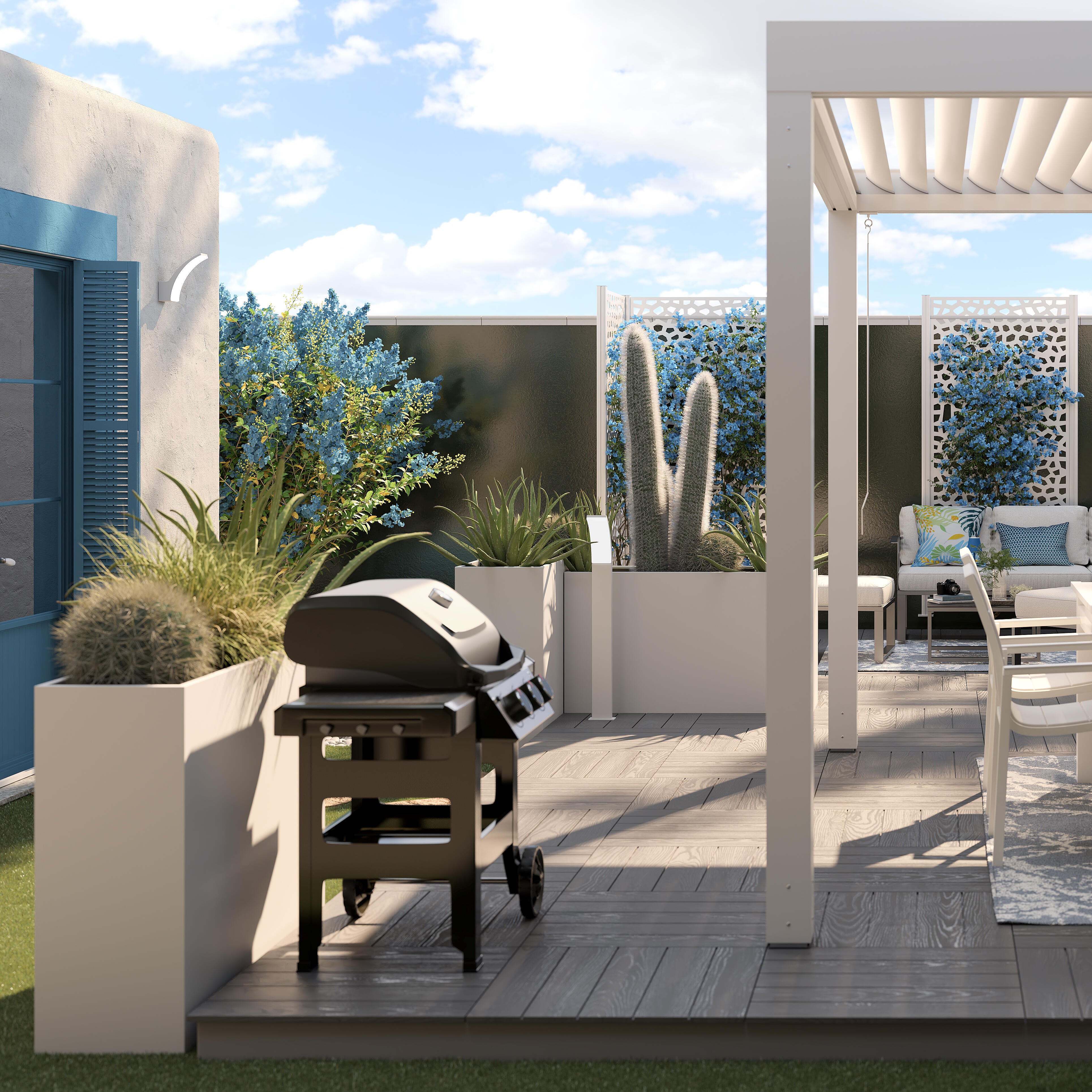 Fioriera Kube EURO3PLAST in polietilene bianco H 70 x L 80 x P 25 cm - 12