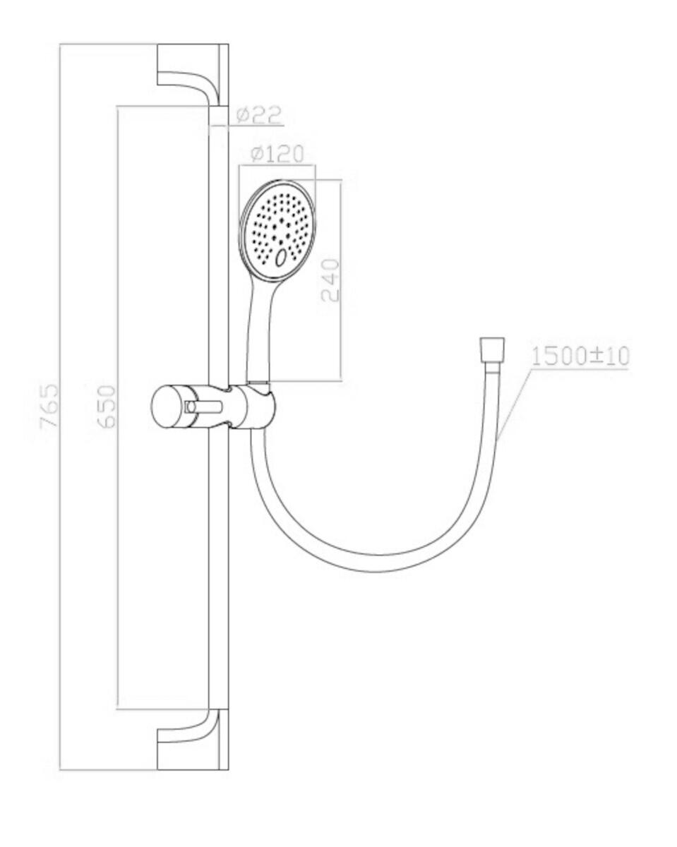 Pommeau de douche 3 jets, flexible et barre ESSEBAGNO Envol Or brossé - 3