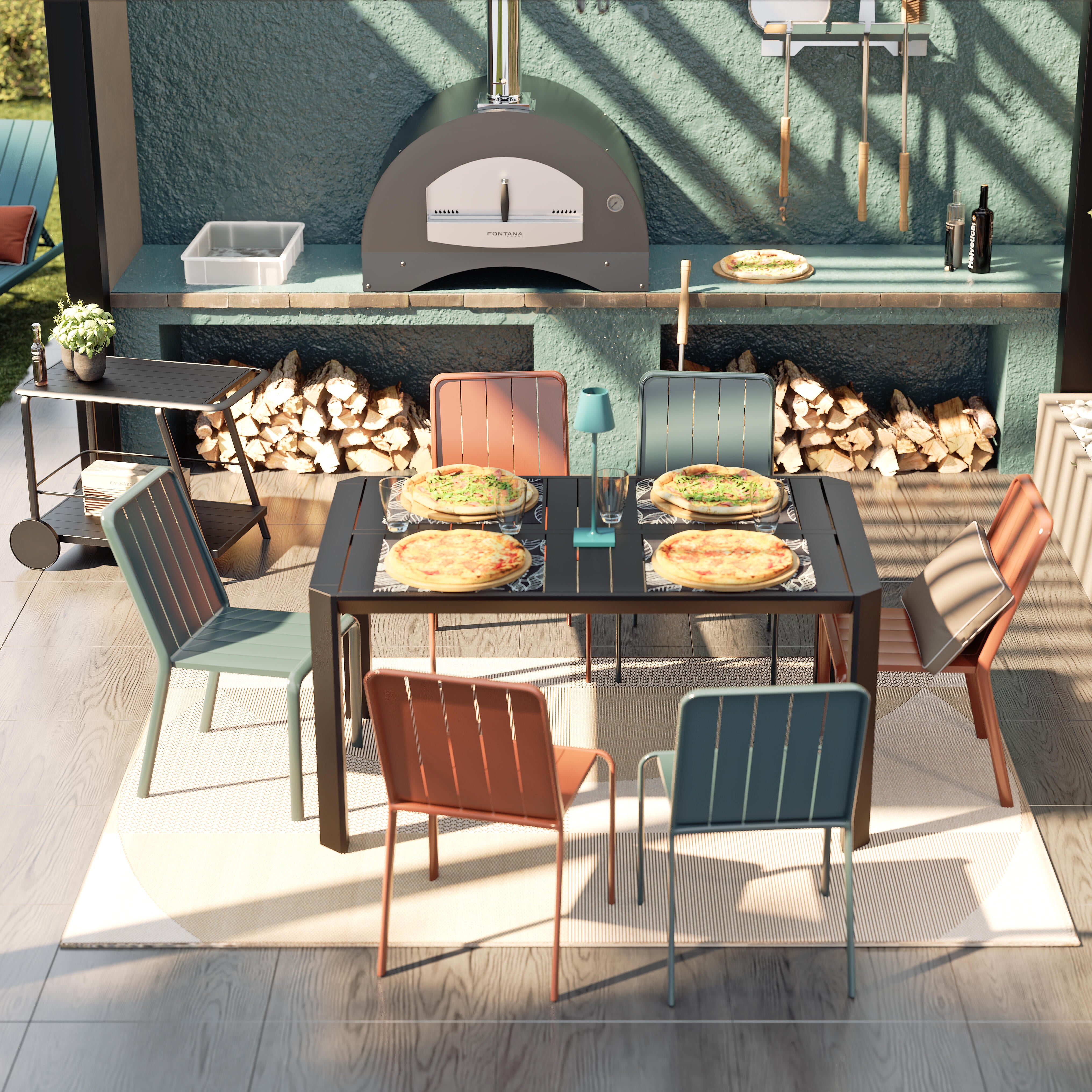 Sedia da giardino in alluminio rosso Idaho NATERIAL, seduta in alluminio arancione - 2