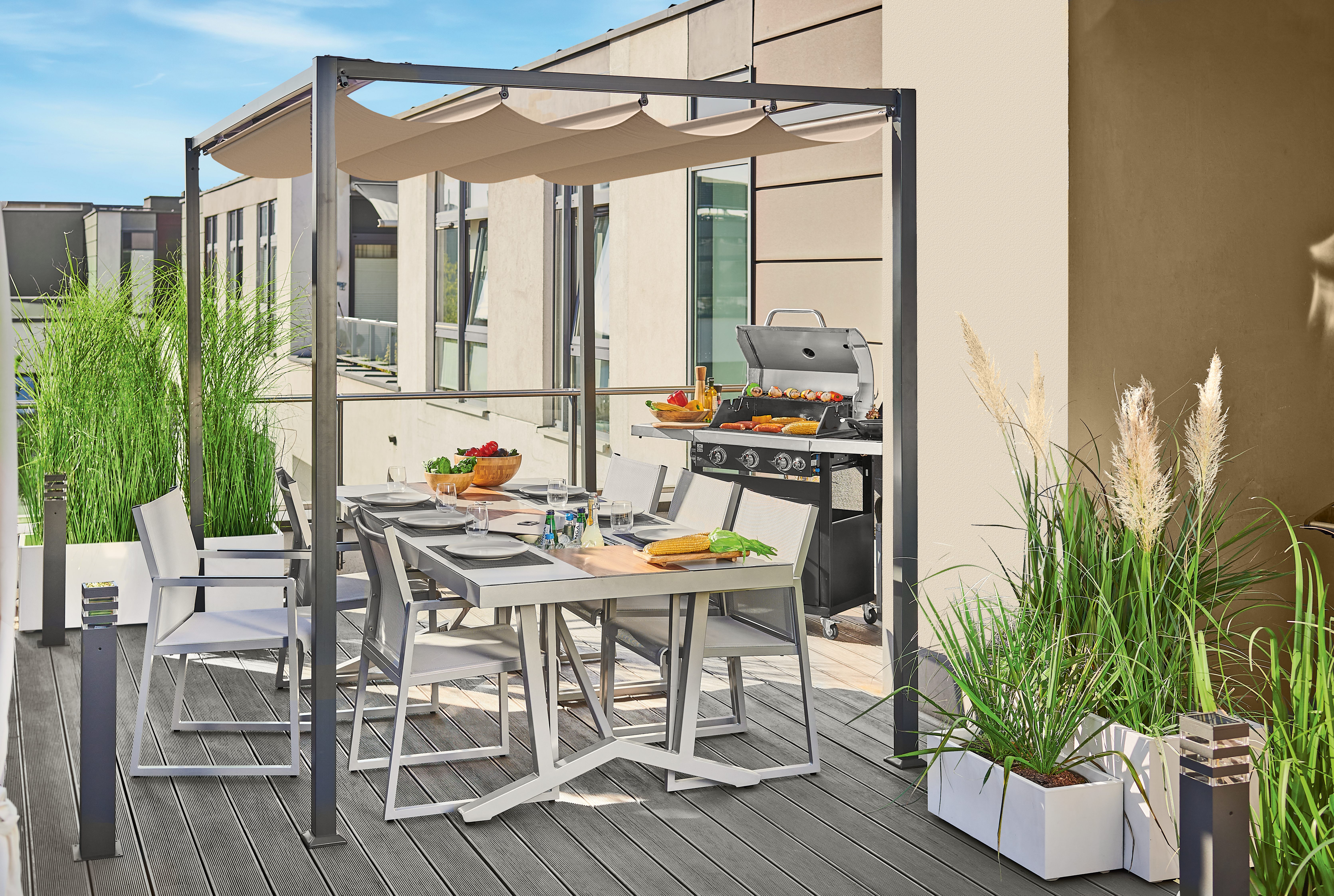 Pawilon ogrodowy pergola Horali 297x187x223 cm szary Naterial - 4