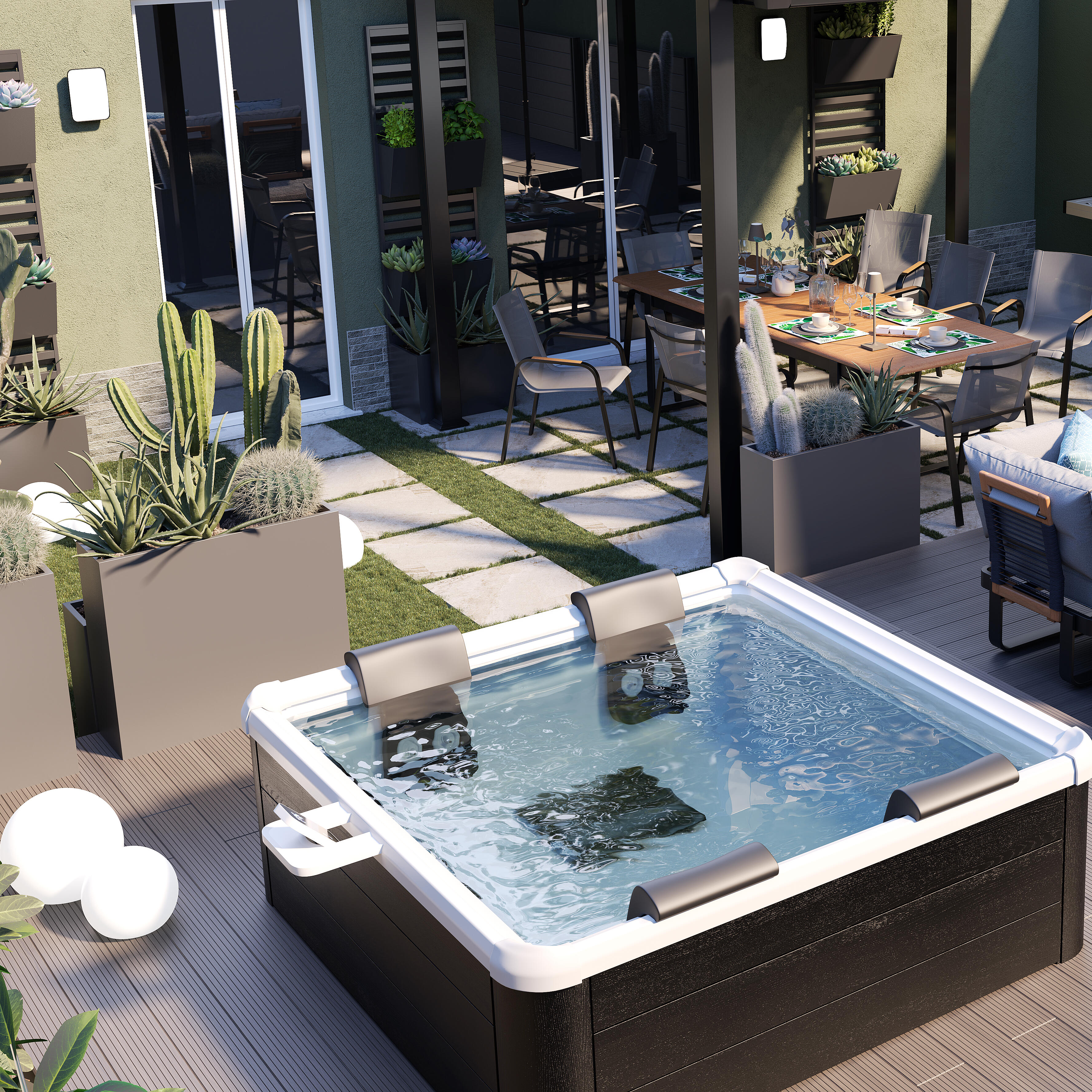 Tavolo da giardino allungabile Calypso NATERIAL in alluminio grigio per 8 persone 192/257x100cm - 3