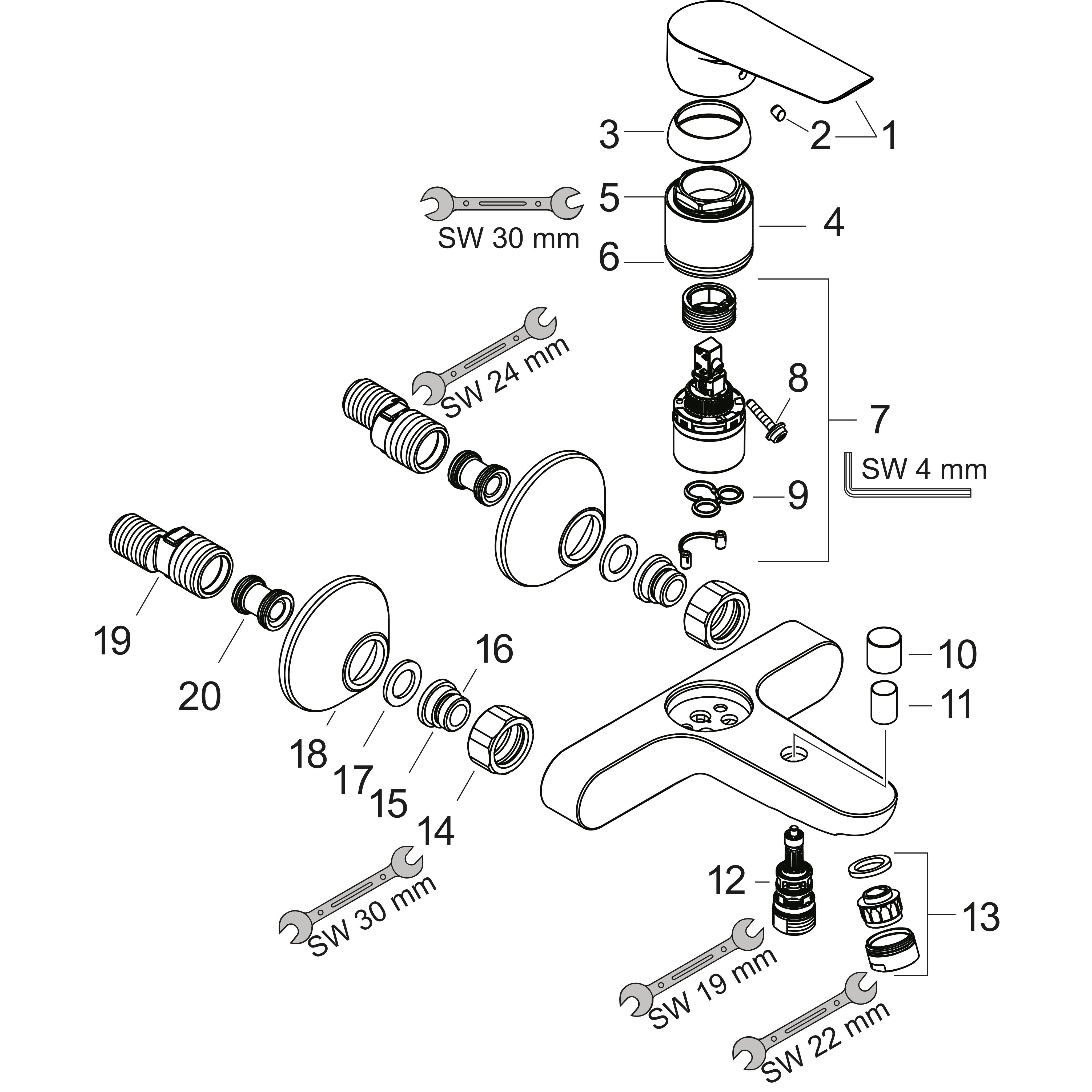 Mitigeur mécanique de baignoire chromé, HANSGROHE Logis e - 3