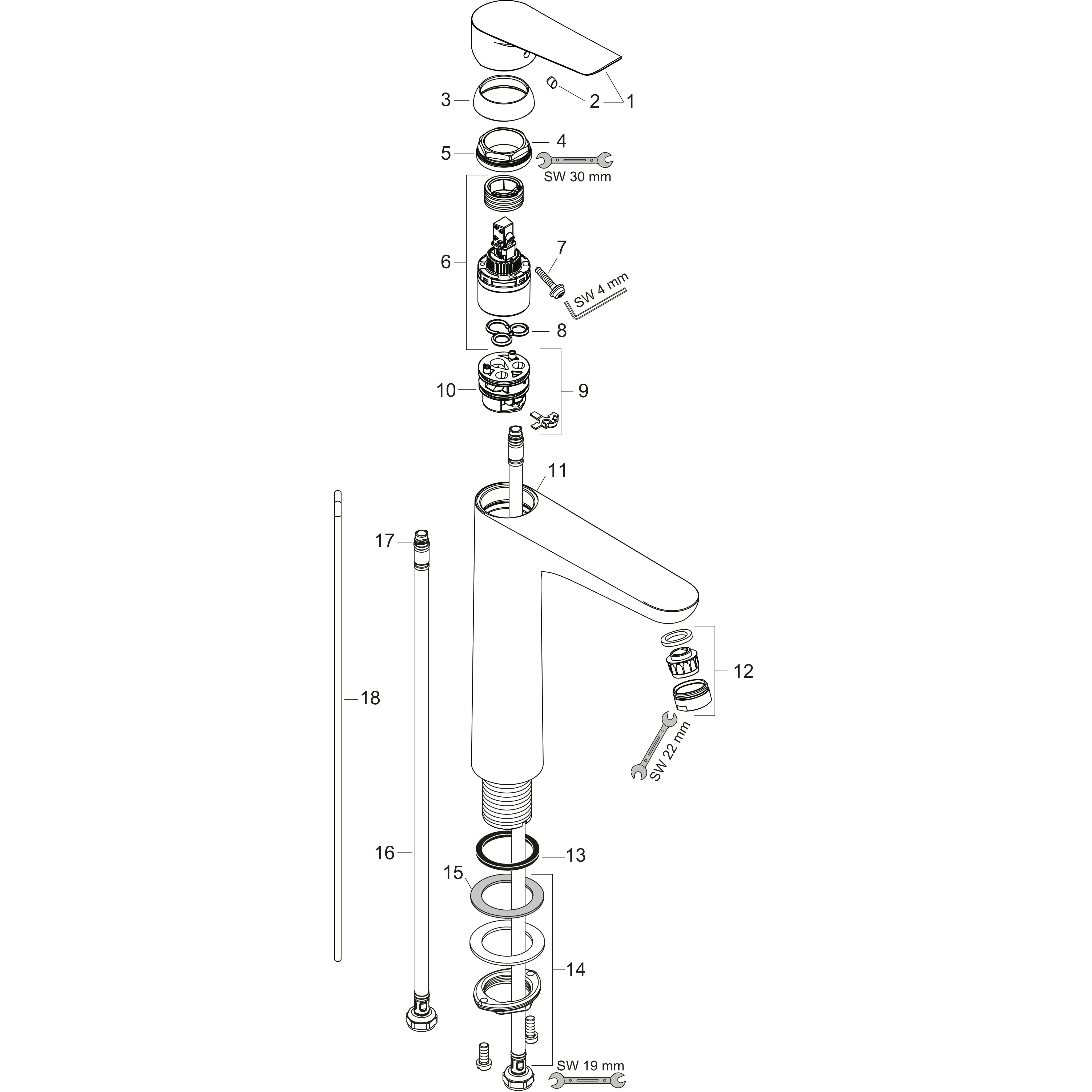 Mitigeur de lavabo chromé, HANSGROHE Logis e230 eco XL - 6