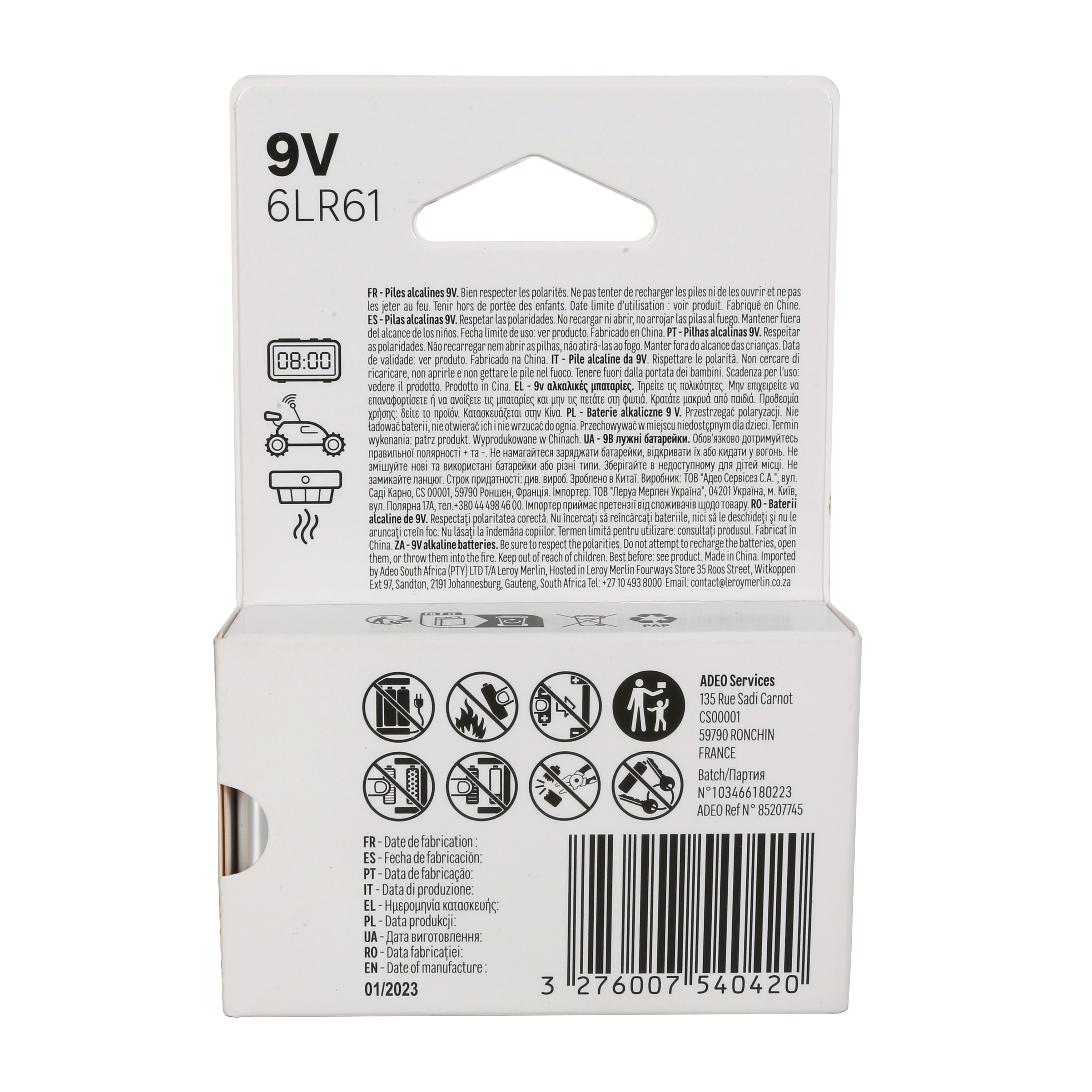 2+1 Pilhas LR61 9V alcalina Lexman - 5