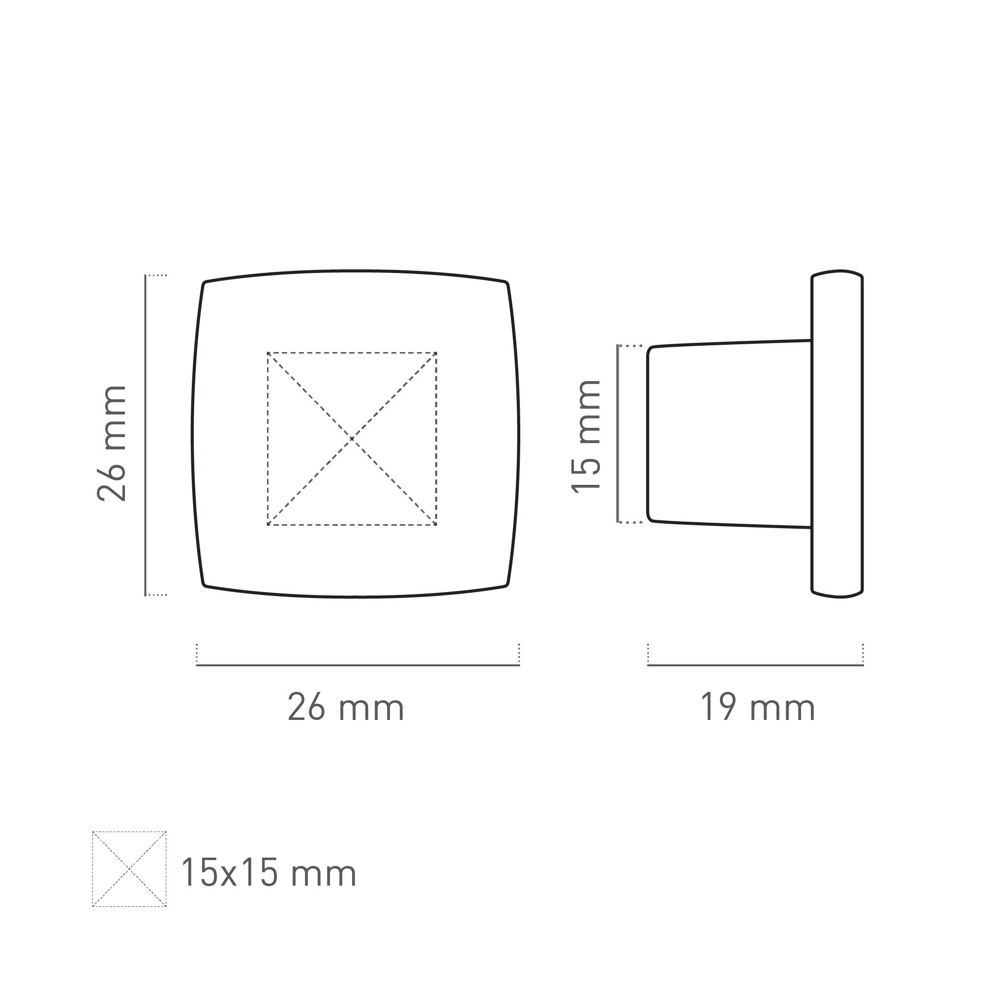 2 Puxadores para móvel Nesu latão acetinado 25x25mm - 2