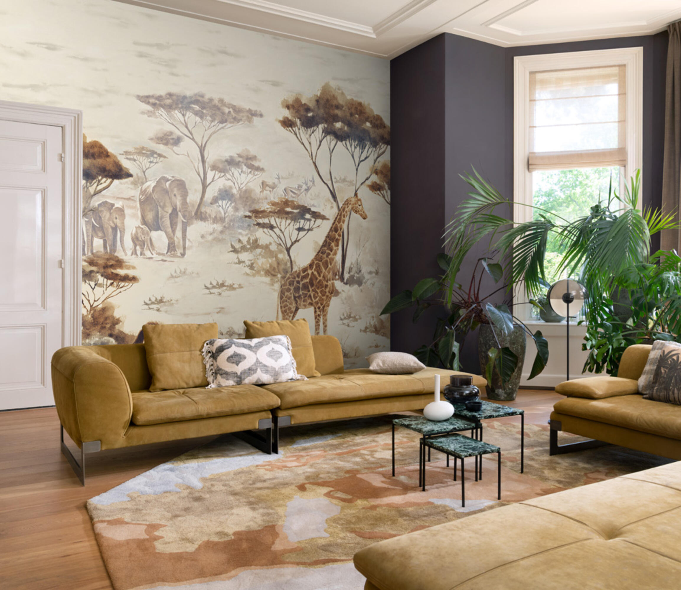 Mural papel liso limpieza con paño húmedo animales kenya 363661 multicolor 424 x 300 cm rasch