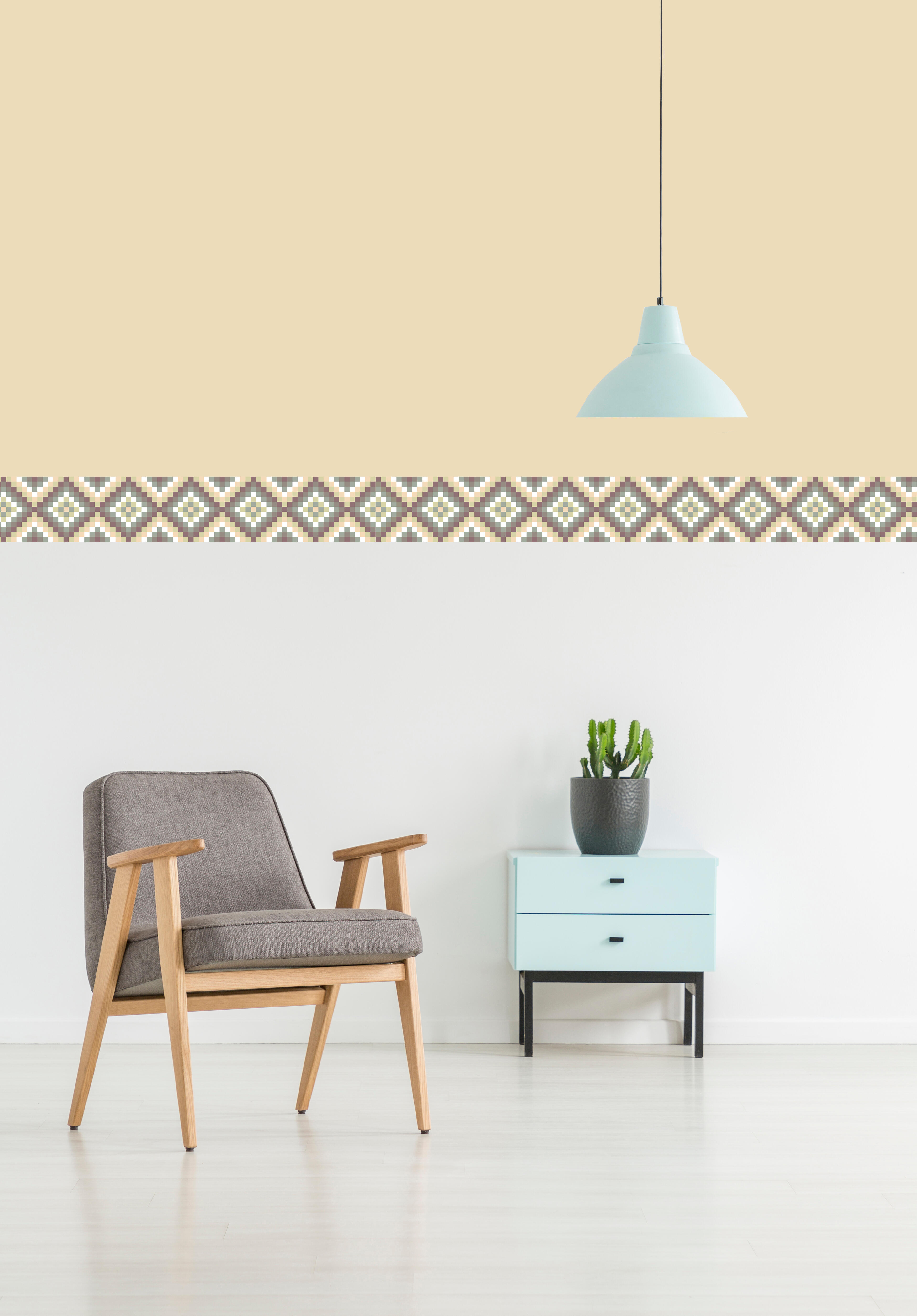 Cenefa adhesiva papel no lavable urban city pixel multicolor 500 cm x 5 m