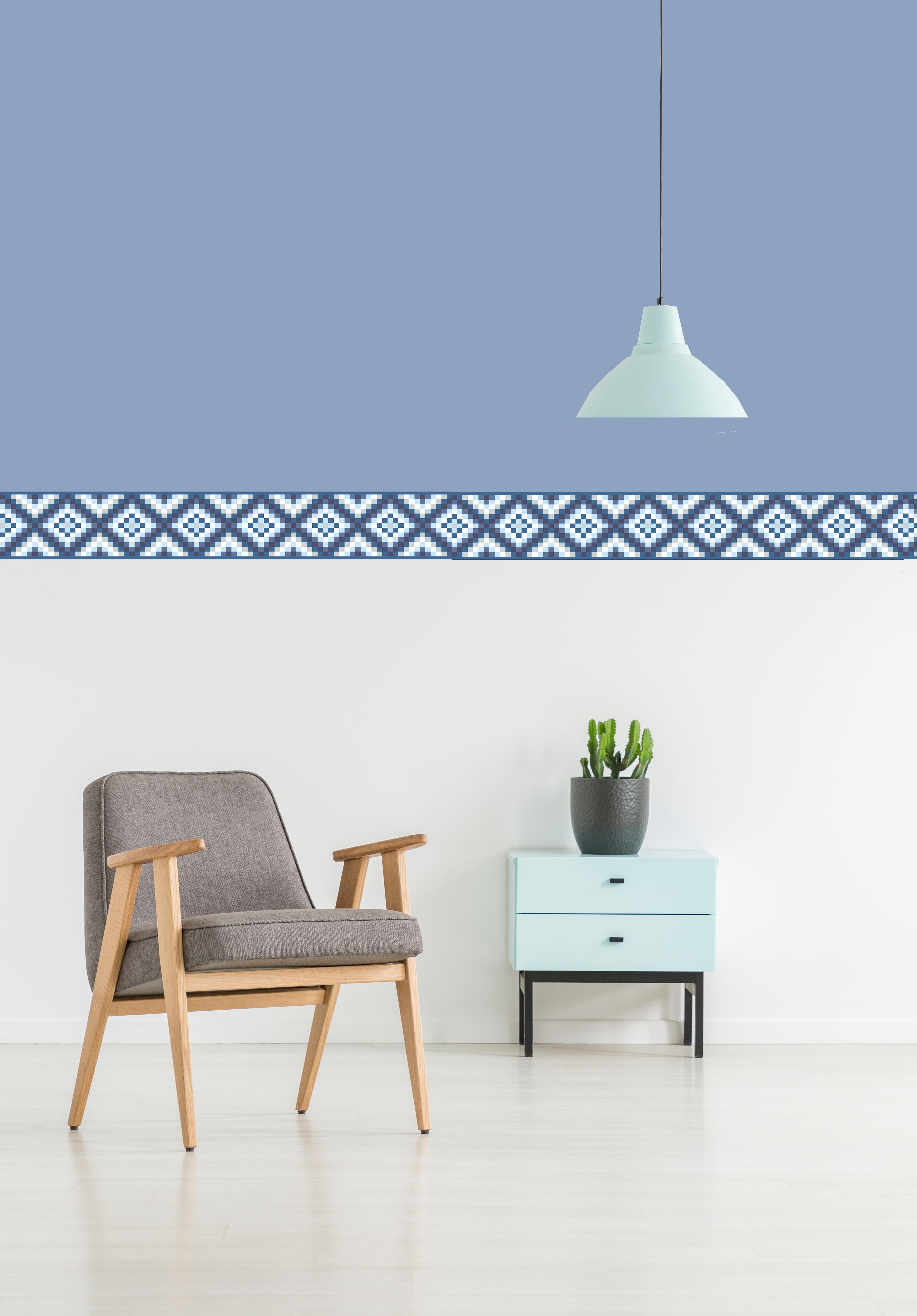 Cenefa adhesiva papel no lavable urban city pixel multicolor 500 cm x 5 m