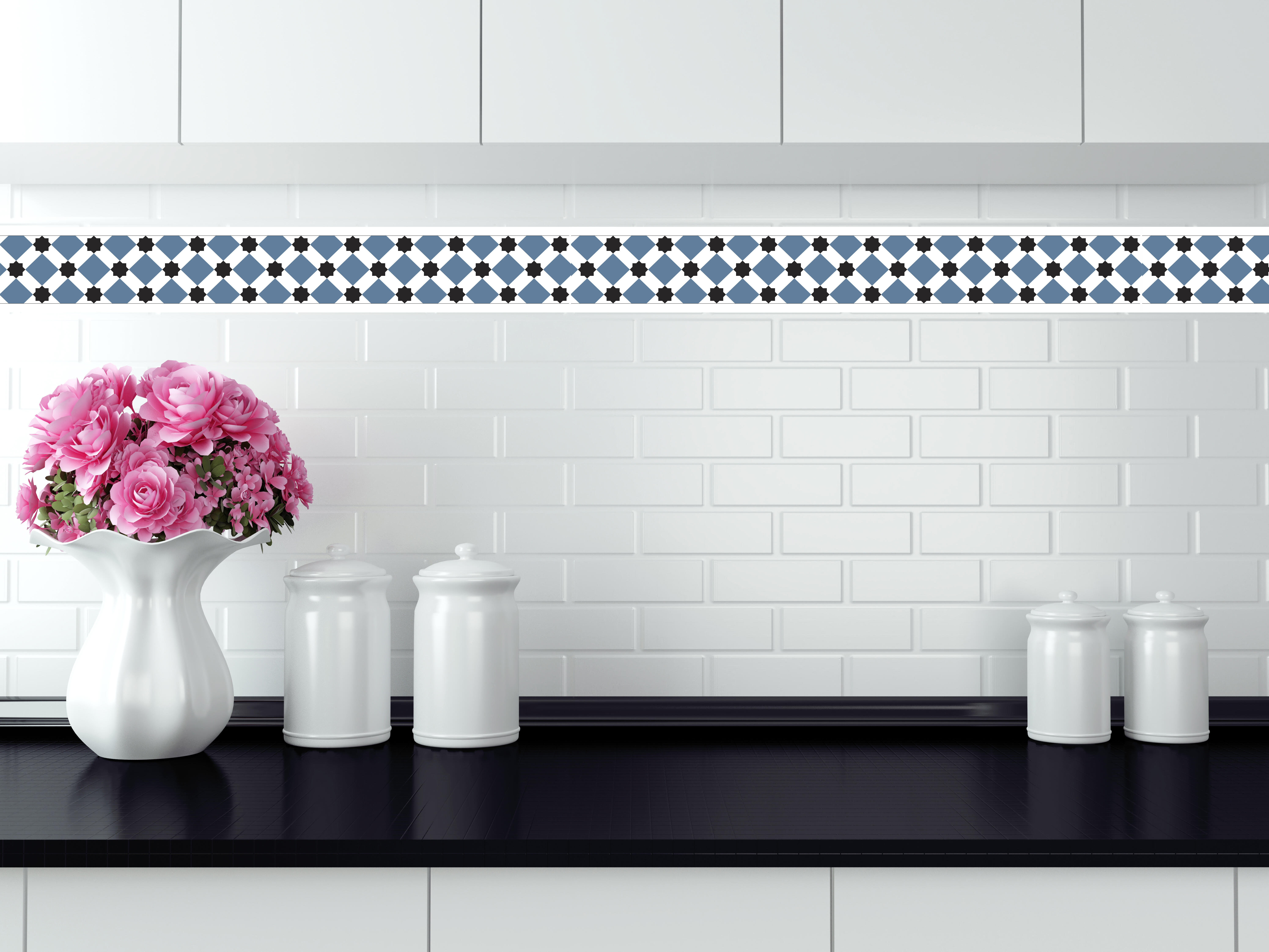 Cenefa adhesiva papel no lavable geométrico arabesco multicolor 500 cm x 5 m