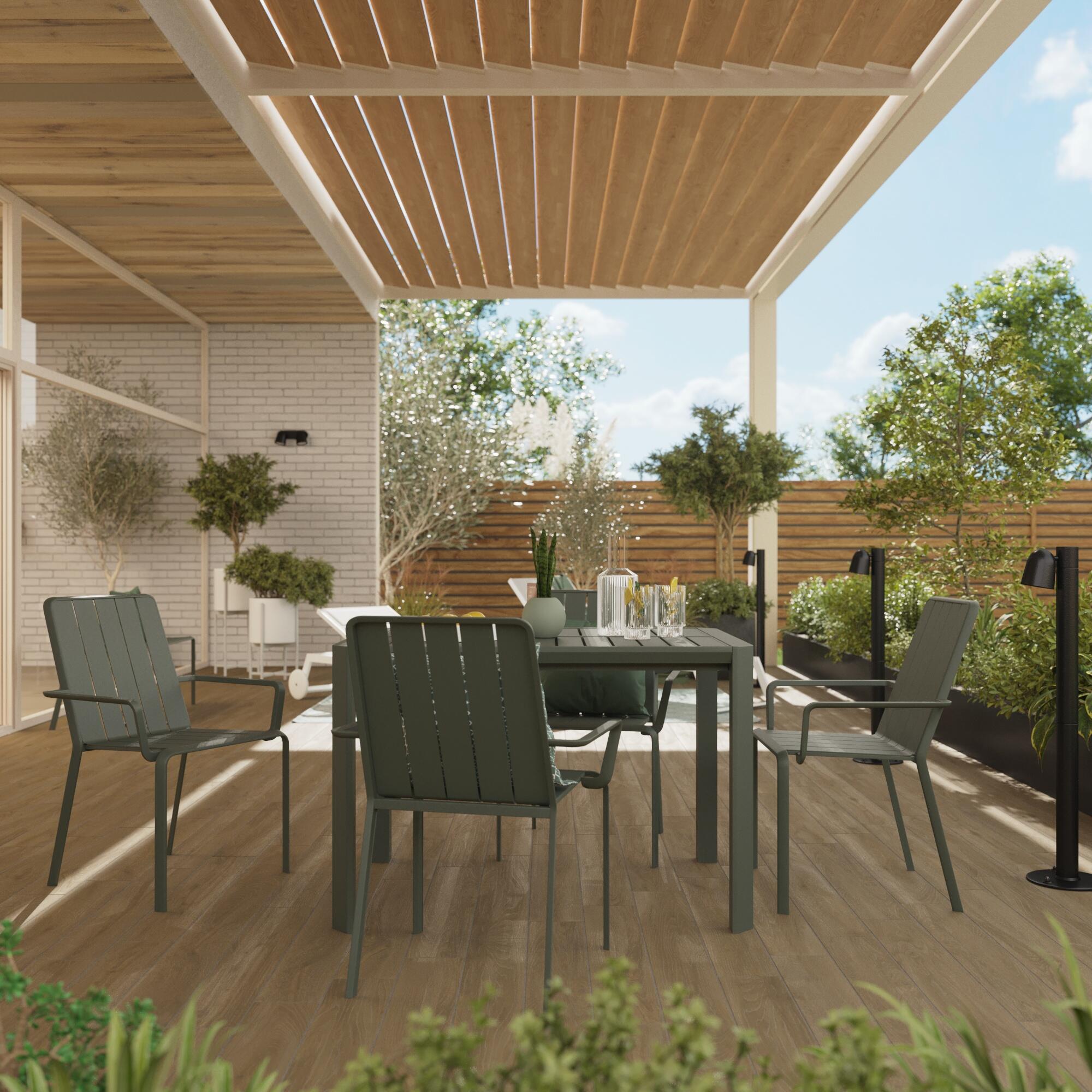 Sedia da giardino con braccioli Idaho NATERIAL, struttura in alluminio grigio, seduta in alluminio antracite - 3