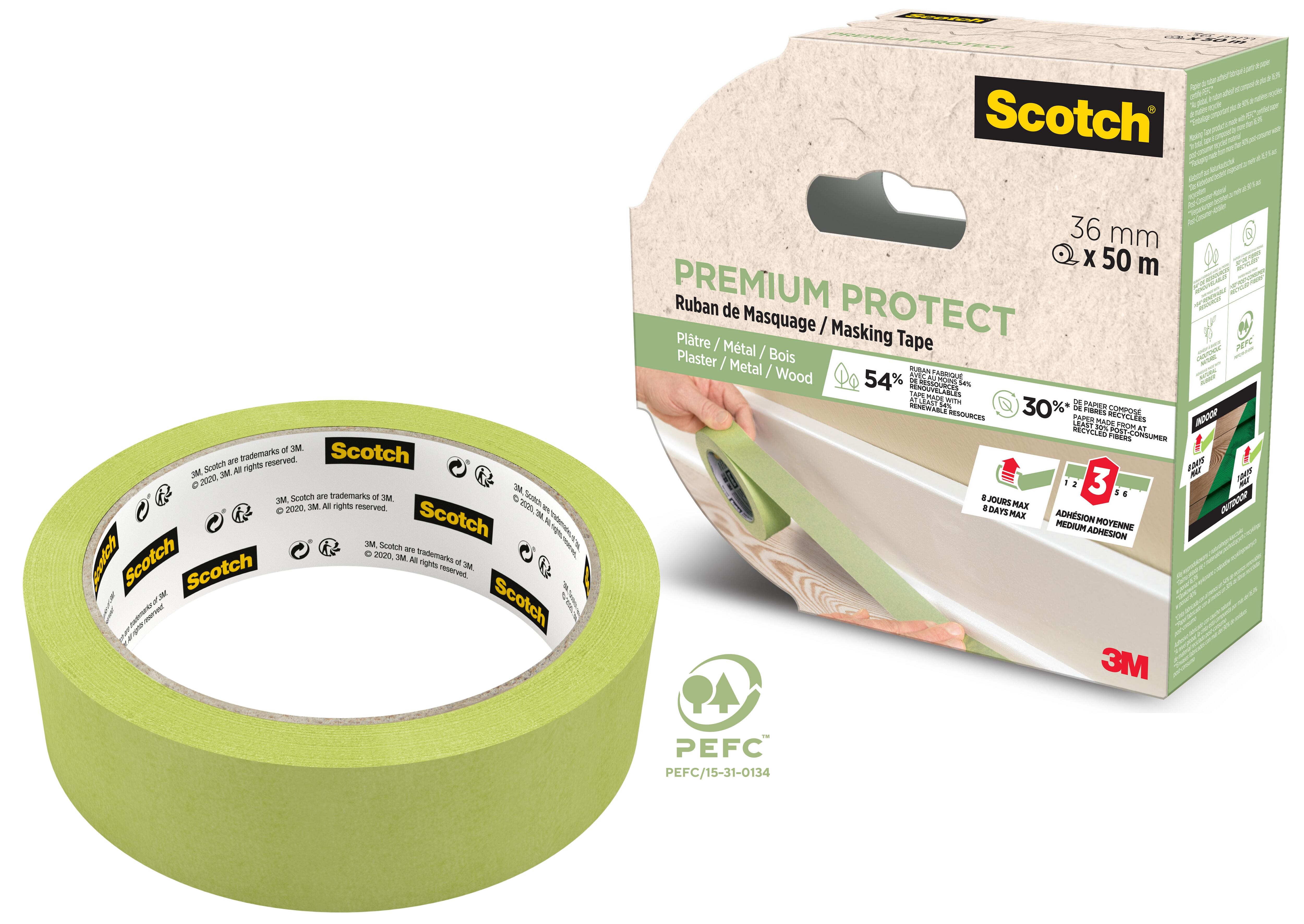 Ruban de masquage SCOTCH Surfaces lisses Premium protect l.36 mm x L.50 m - 3