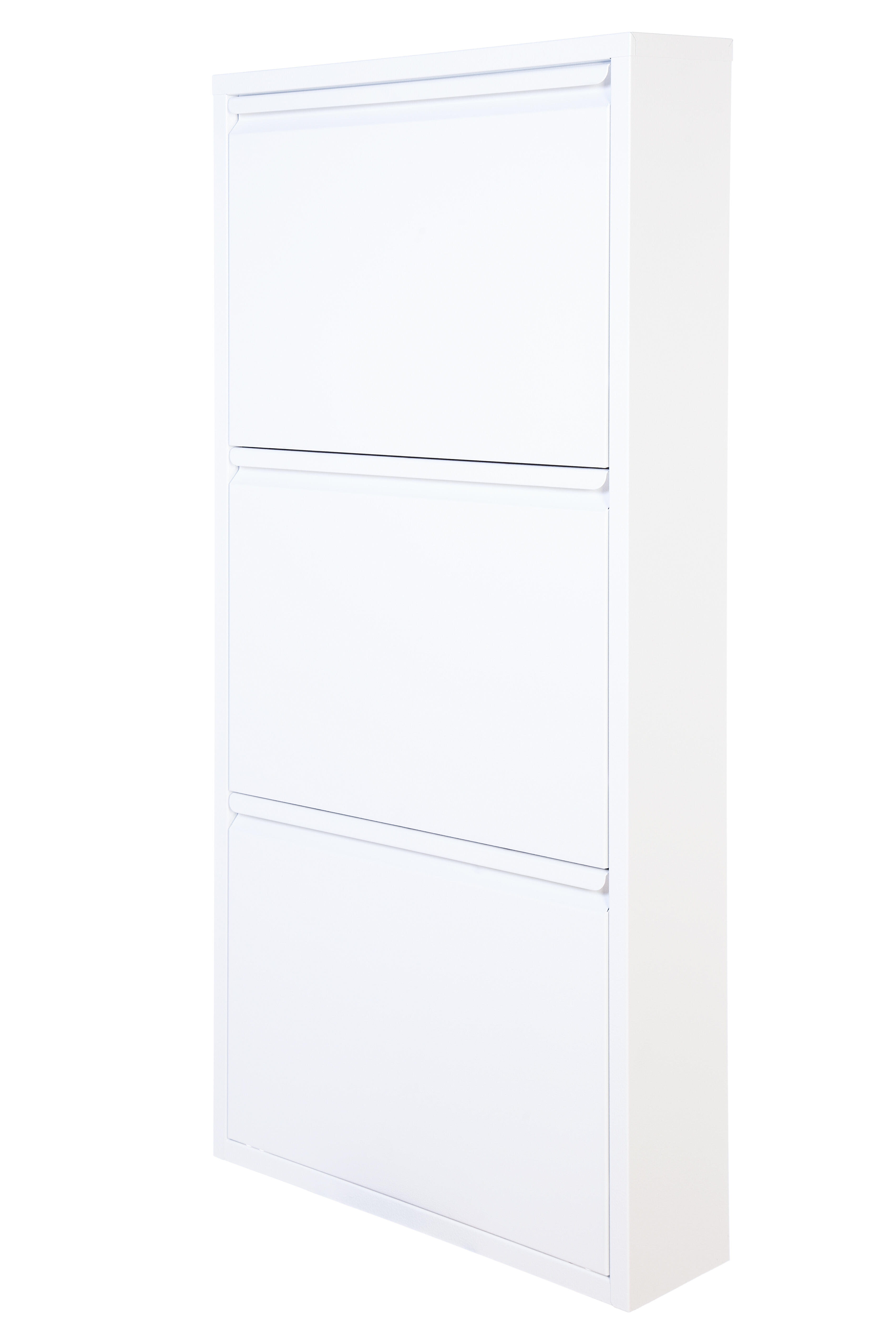 Zapatero rommy con 3 compartimentos para 9 pares en metal color blanco 50x112x13.5 cm